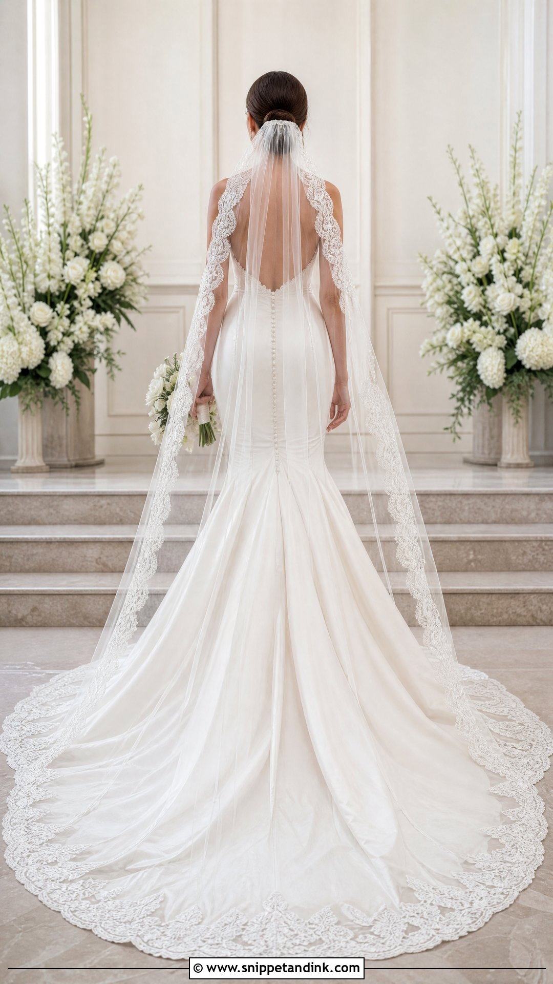 Scalloped Lace Veil With Mermaid Wedding Dress - Snippet and Ink - 20 Veil Style Ideas