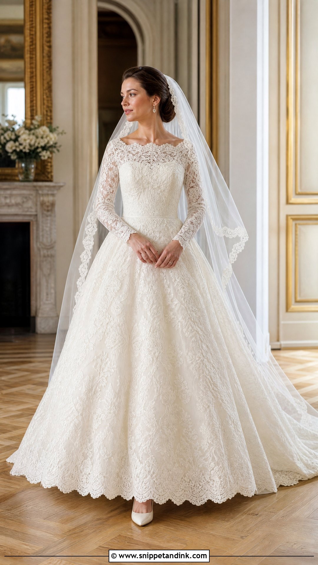 Scalloped Lace Vintage Ballgown Wedding Dress - Snippet and Ink - 20 Vintage Ballgown Wedding Dress Ideas