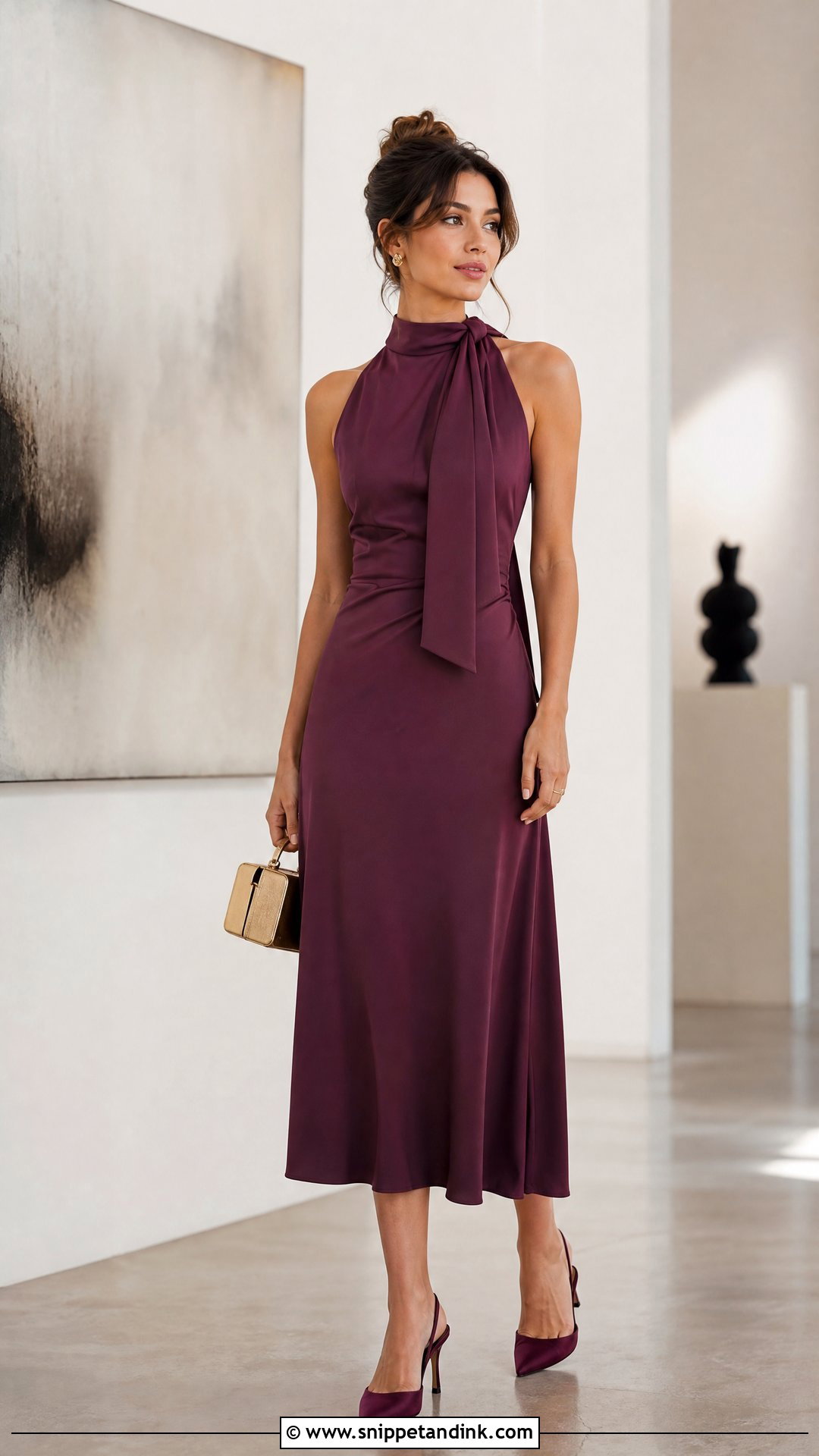 Scarf Neck Dress Wedding Guest Outfit - Snippet and Ink - 20 Wedding Ready Ideas