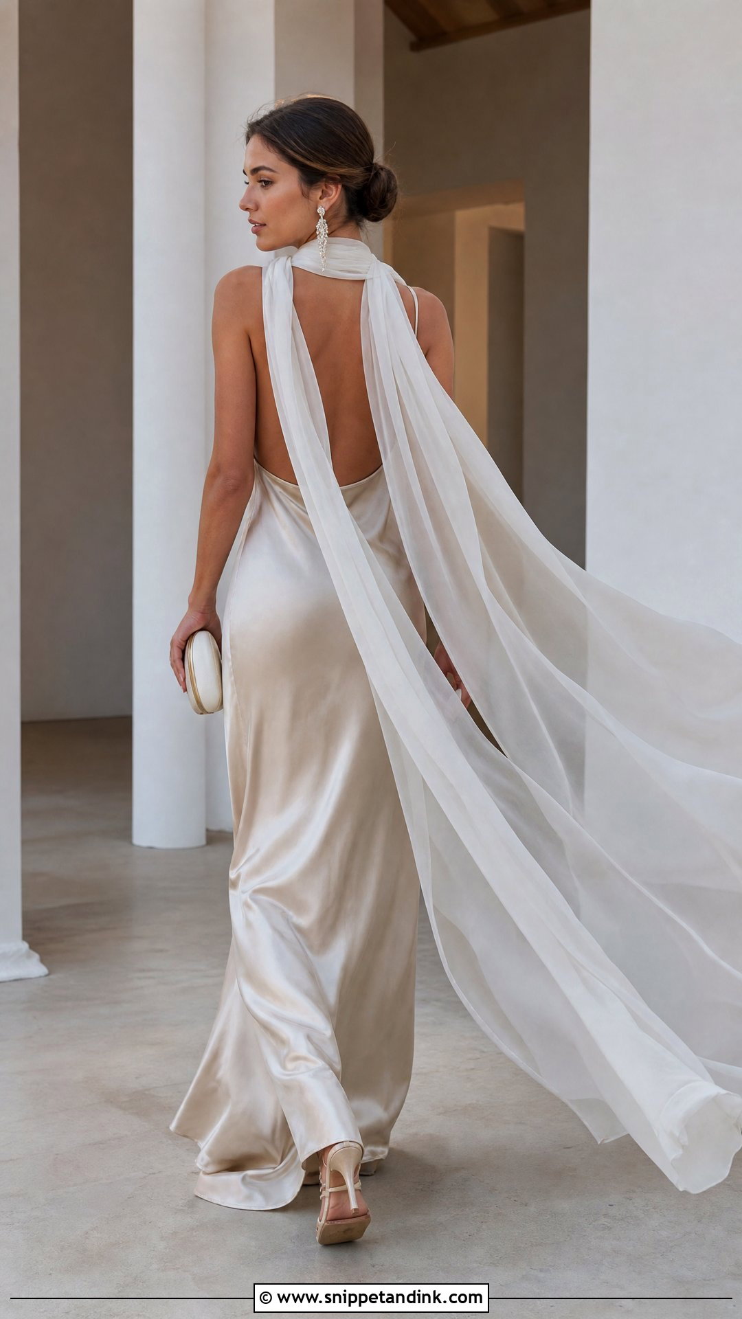 Scarf Veil With Backless Gown - Snippet and Ink - 20 Woman in Veil Ideas