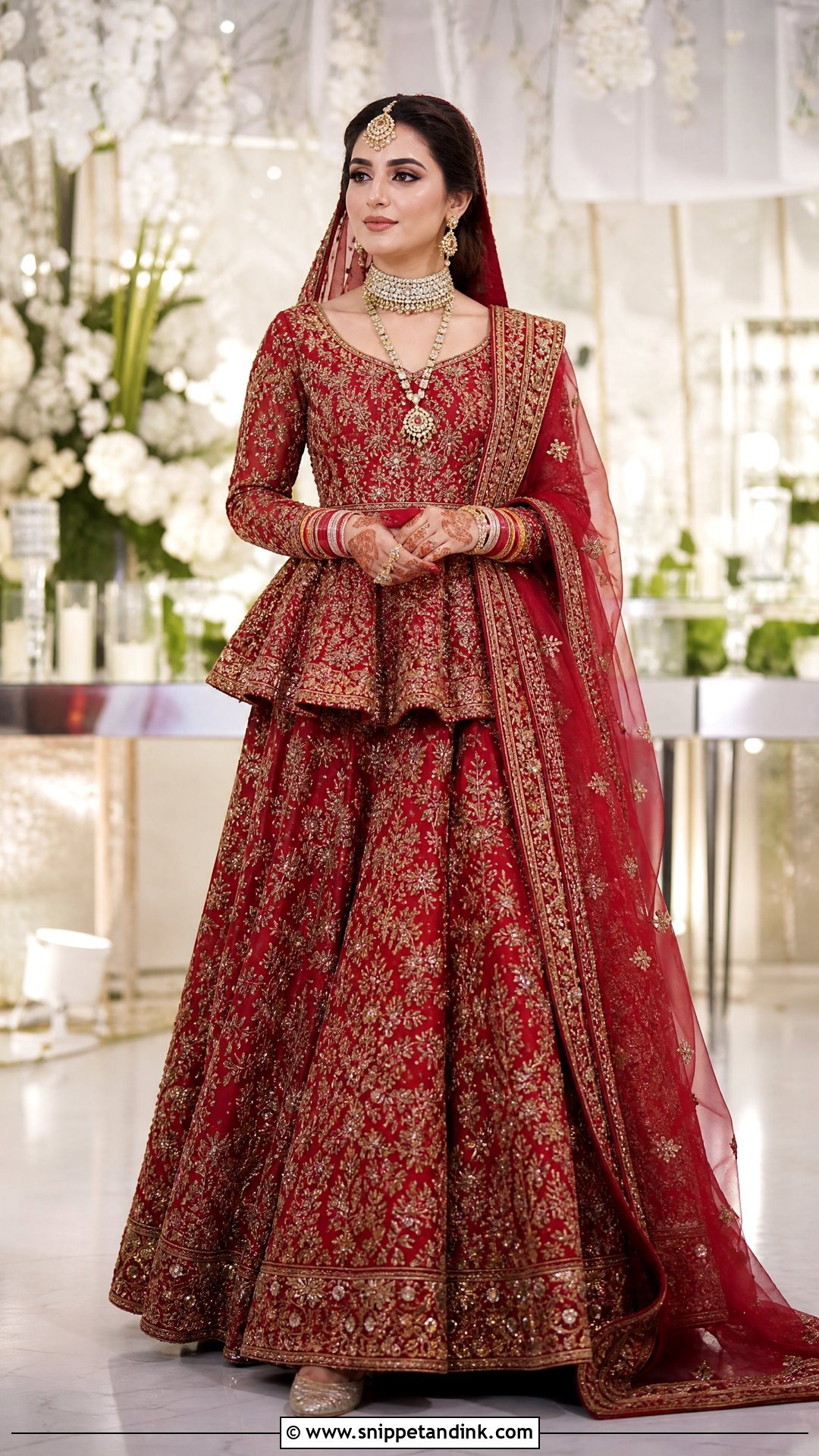 Scarlet Pakistani Barat Bridal Peplum And Lehenga - Snippet and Ink - 20 Pakistani Barat Bridal Dress Ideas