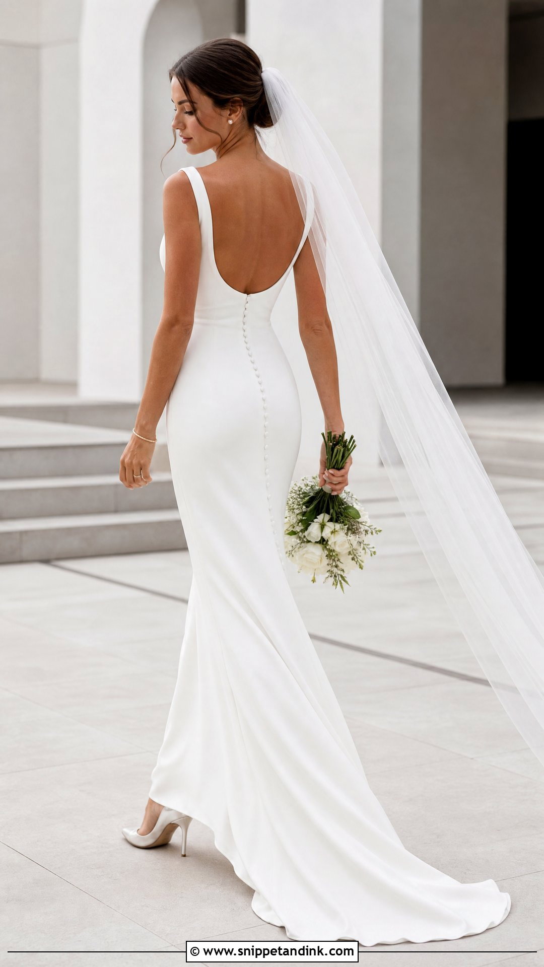 Scoop Back Column Wedding Dress - Snippet and Ink - 20 Tight Wedding Dress Open Backs Ideas