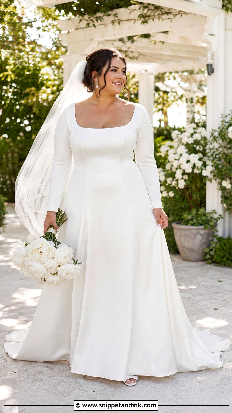 Scoop Neck A Line Long Sleeve Wedding Dress - Snippet and Ink - 20 Classy Simple Long Sleeve Wedding Dress Ideas