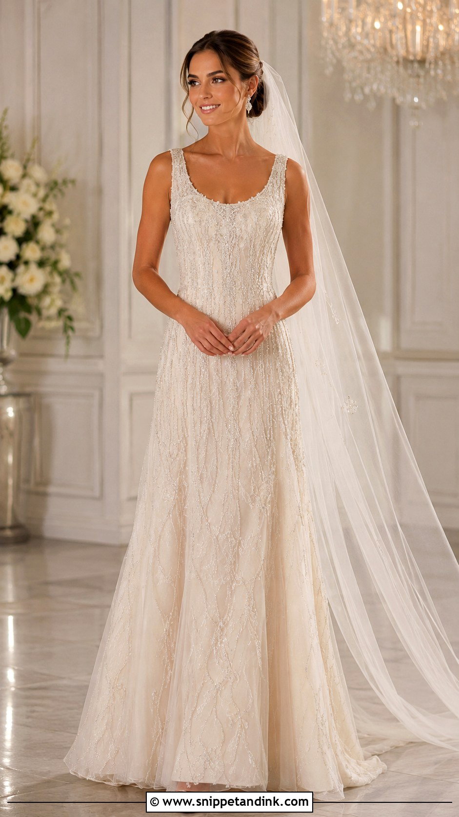 Scoop Neck Beaded Wedding Dress - Snippet and Ink - 25 Scoop Neck Wedding Dress Ideas