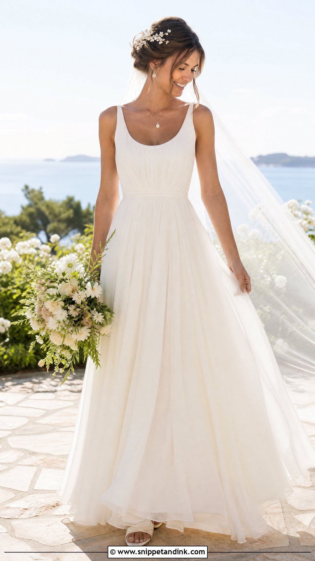 Scoop Neck Chiffon Wedding Dress - Snippet and Ink - 20 Neck Wedding Dress Ideas