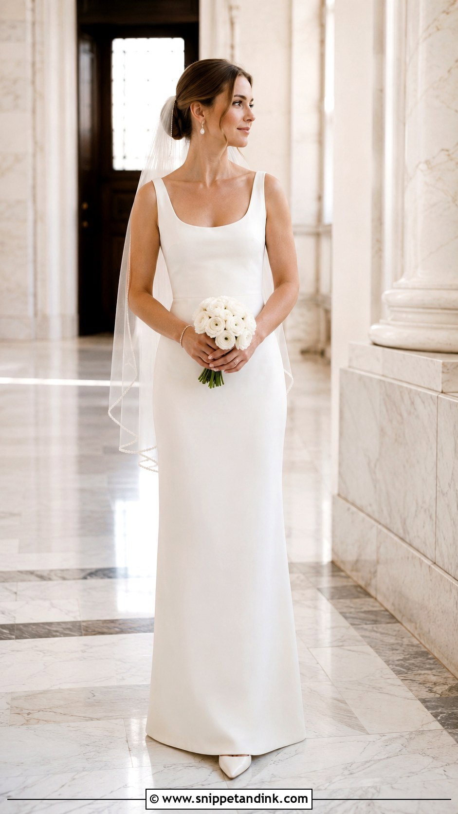 Scoop Neck Column Wedding Dress - Snippet and Ink - 20 Fitted Elegant Wedding Dresses