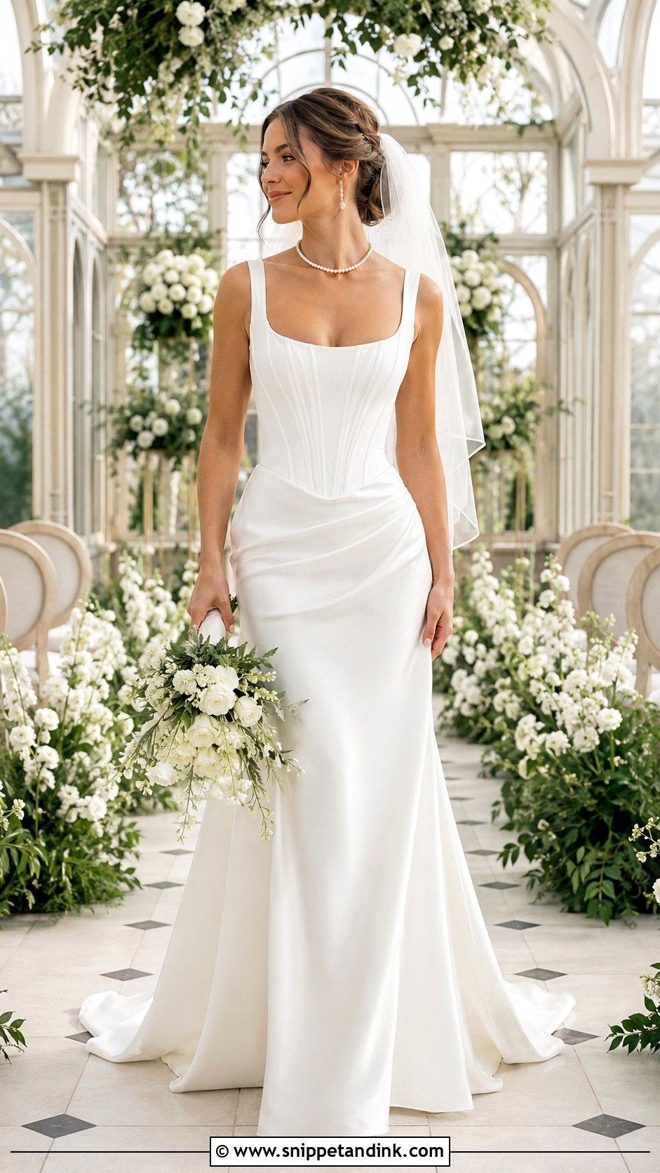Scoop Neck Corset Basque Waist Wedding Dress - Snippet and Ink - 20 Corset Basque Waist Wedding Dress Ideas
