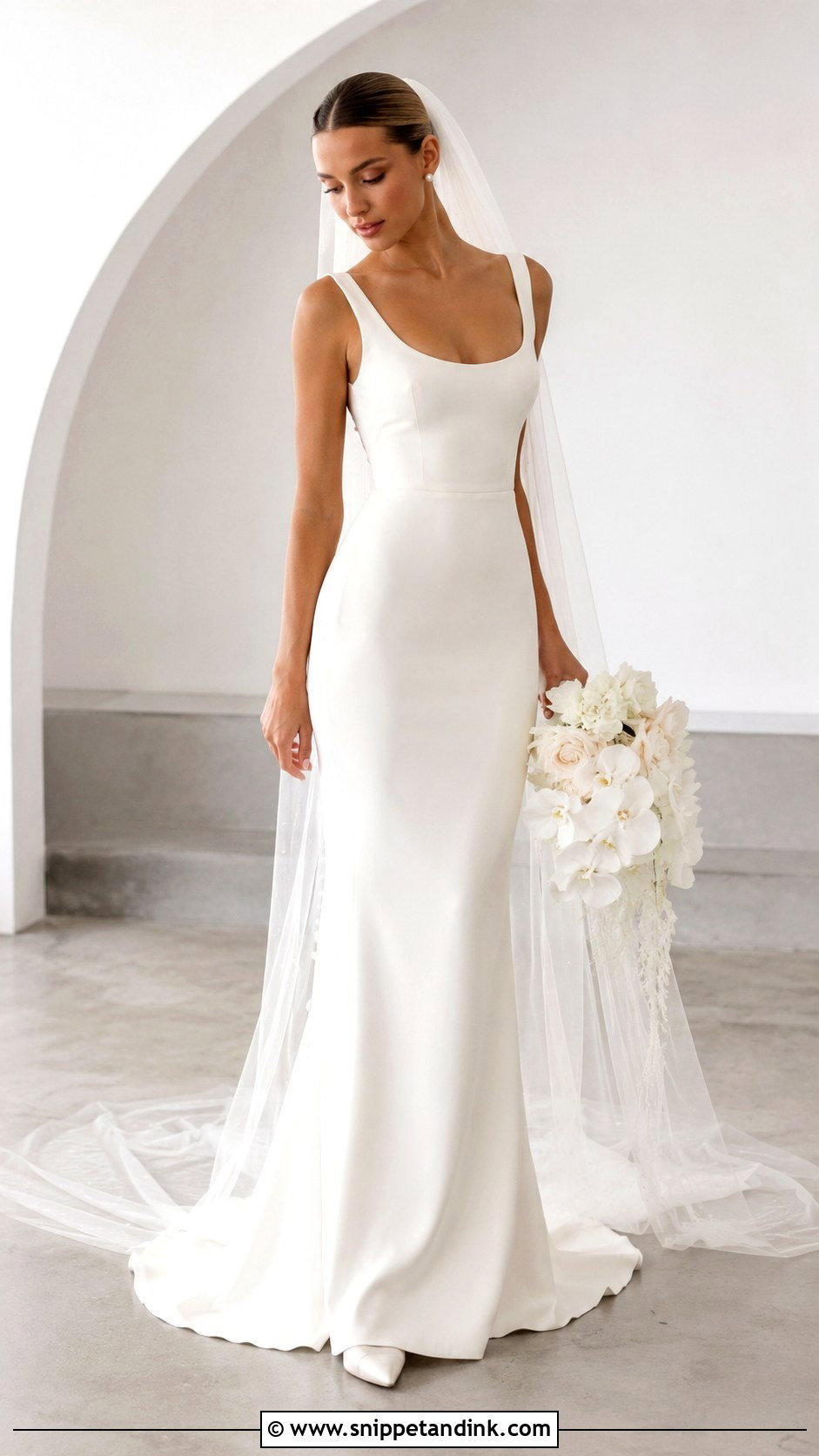 Scoop Neck Crepe Wedding Dress - Snippet and Ink - 25 Scoop Neck Wedding Dress Ideas