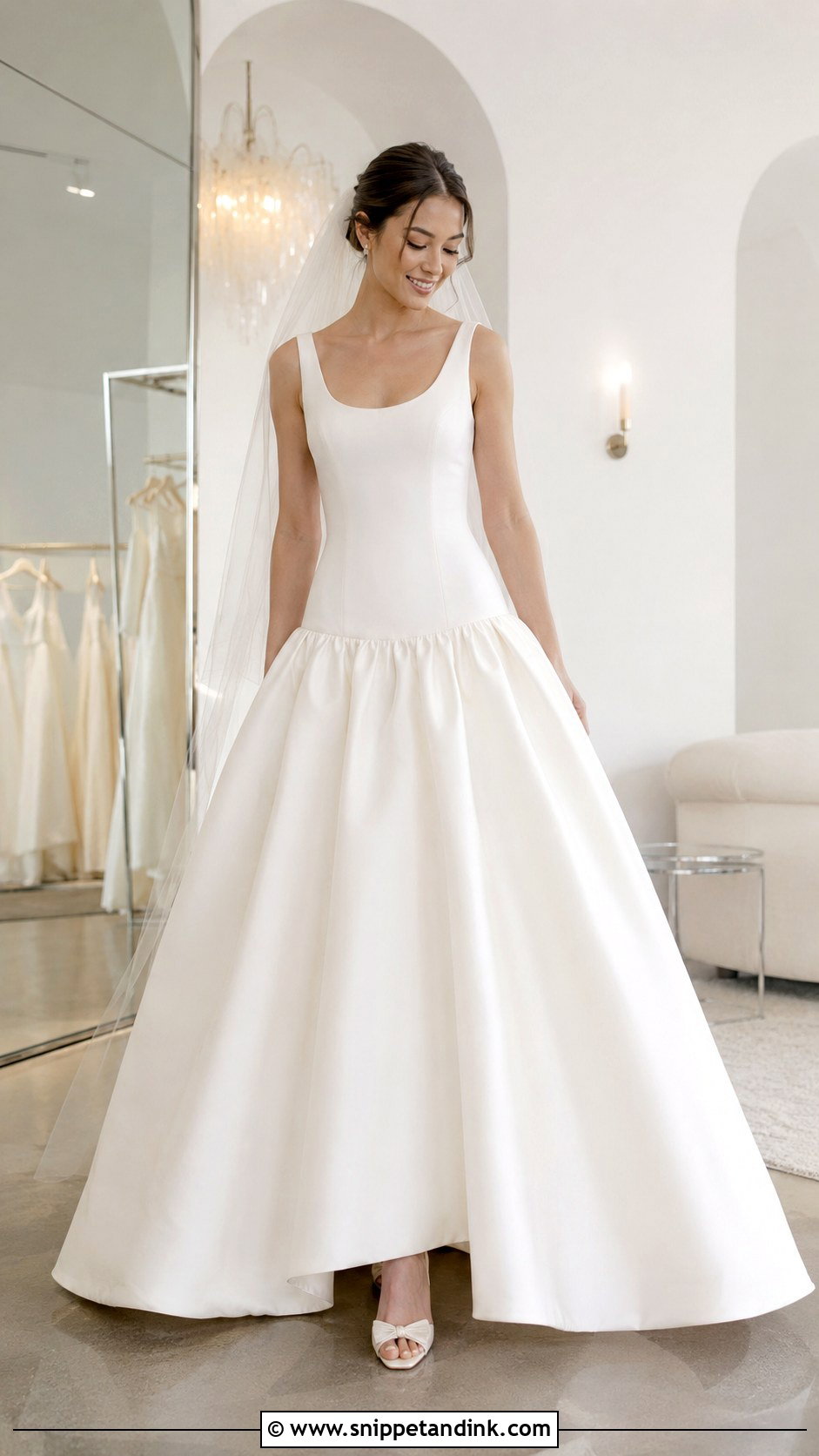Scoop Neck Drop Waist Ball Gown Wedding Dress - Snippet and Ink - 25 Drop Waist Wedding Dress Ball Gown Ideas