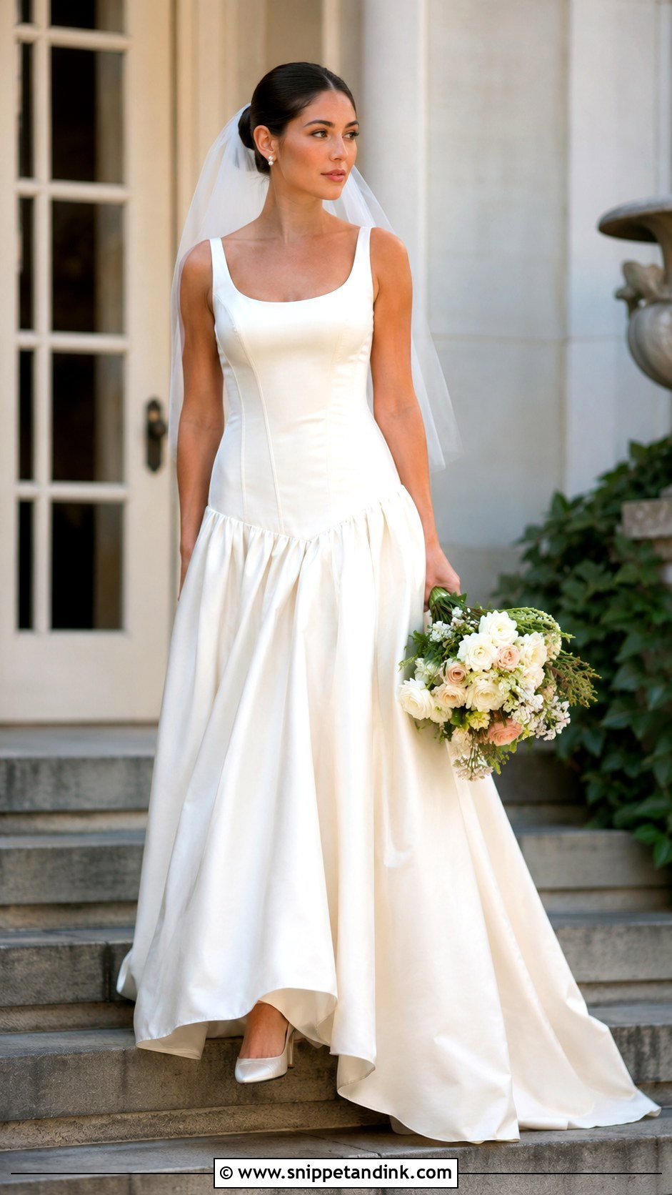 Scoop Neck Drop Waist Corset Gown - Snippet and Ink - 20 Long Corset Wedding Dress Ideas