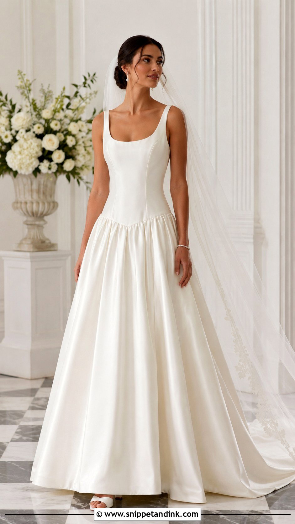Scoop Neck Drop Waist Princess Wedding Dress - Snippet and Ink - 20 Drop Waist Princess Wedding Dress Ideas