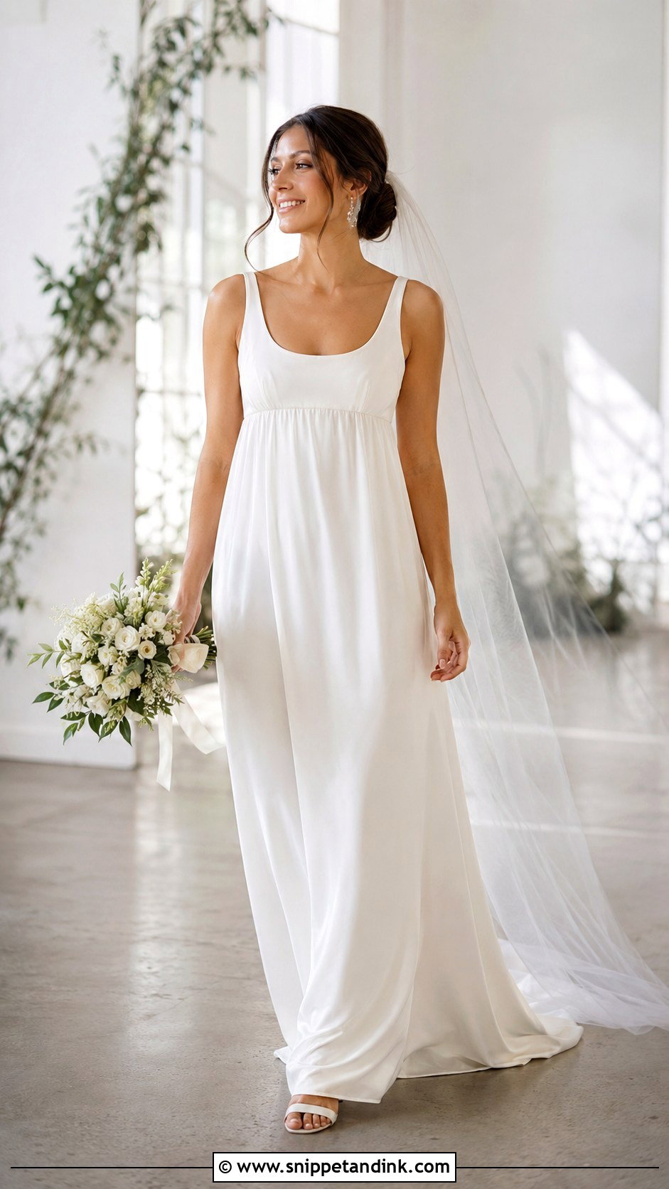 Scoop Neck Empire Waist Bridal Gown - Snippet and Ink - 20 Minimalist Bridal Gown Ideas
