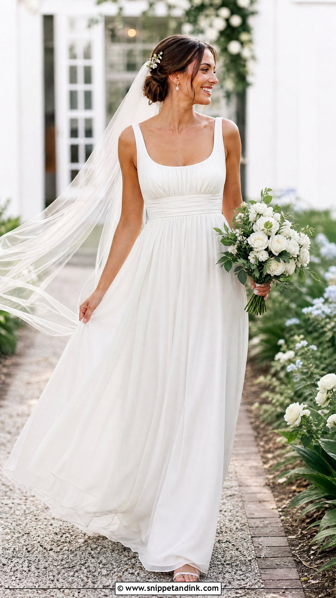 Scoop Neck Empire Waist Wedding Dress - Snippet and Ink - 20 Wedding Dresses for Small Chest