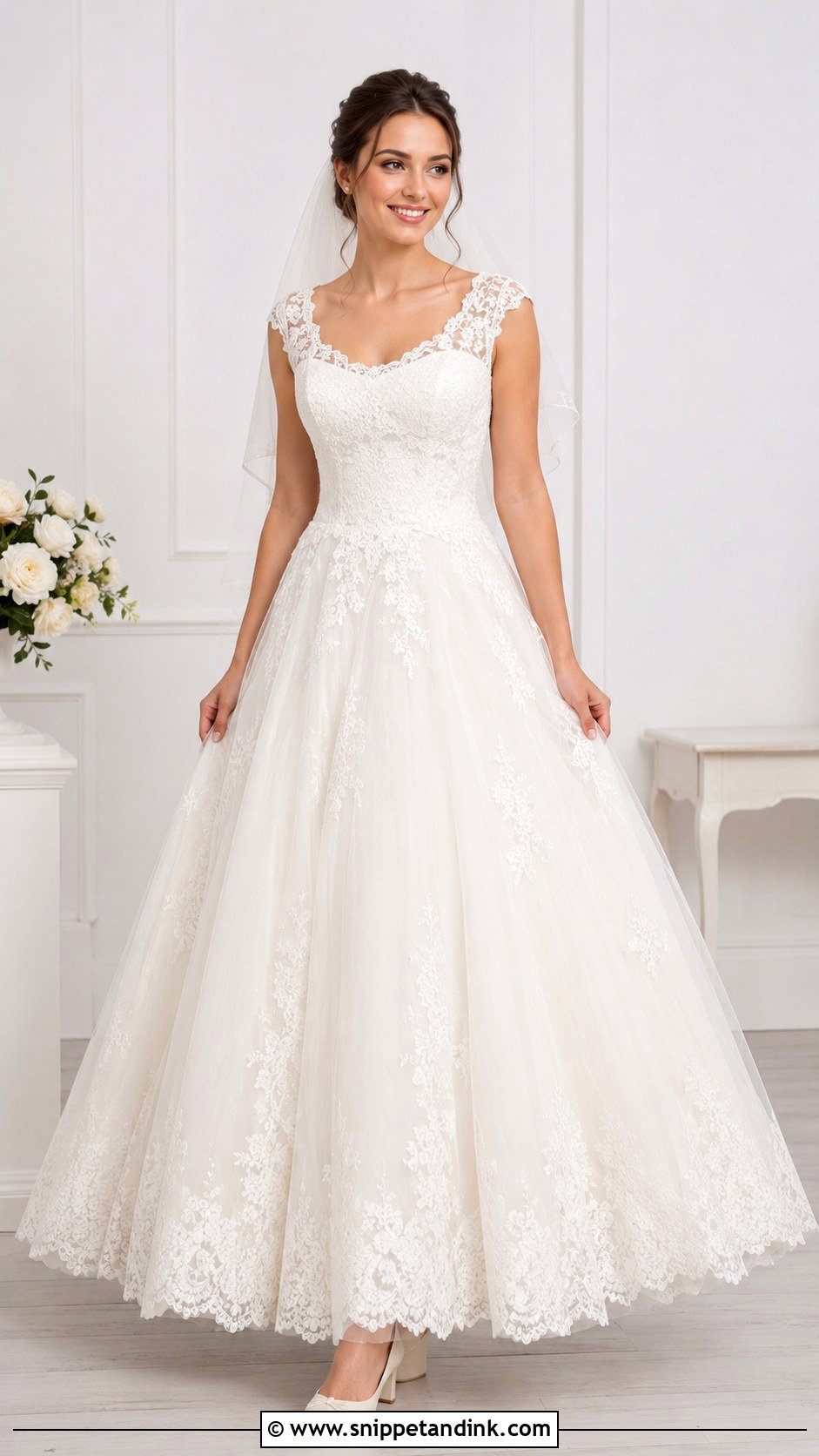 Scoop Neck Lace Ballgown Wedding Dress - Snippet and Ink - 25 Wedding Dresses Lace Ballgown