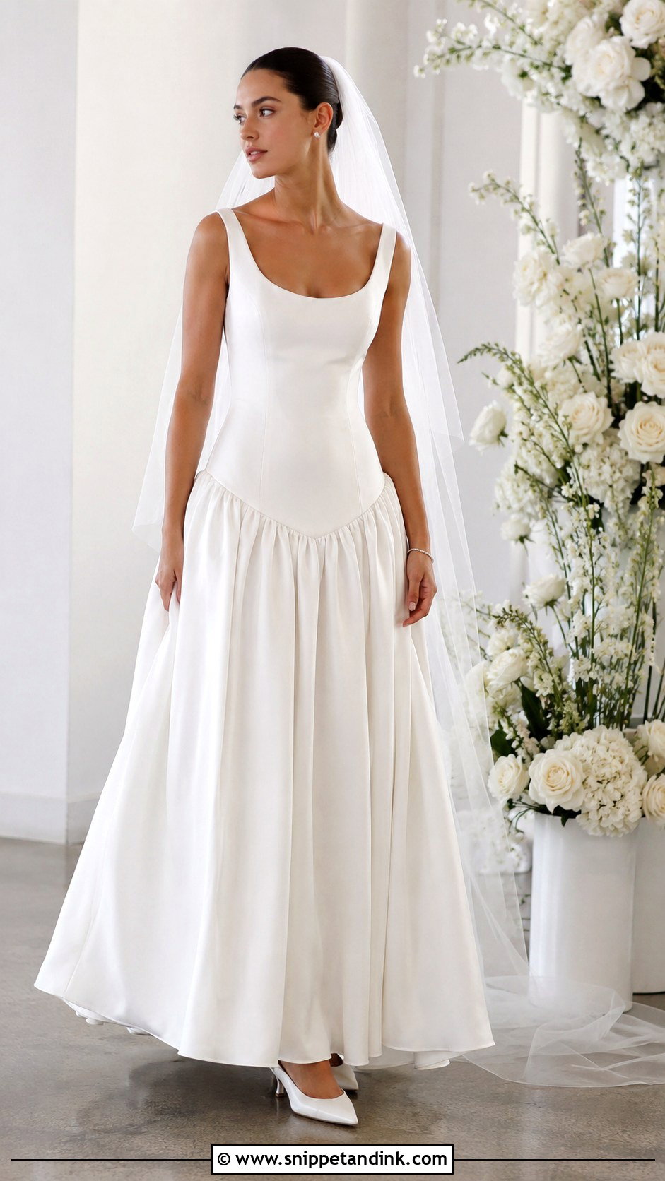 Scoop Neck Low Waisted Wedding Dress - Snippet and Ink - 20 Low Waisted Wedding Dress Ideas