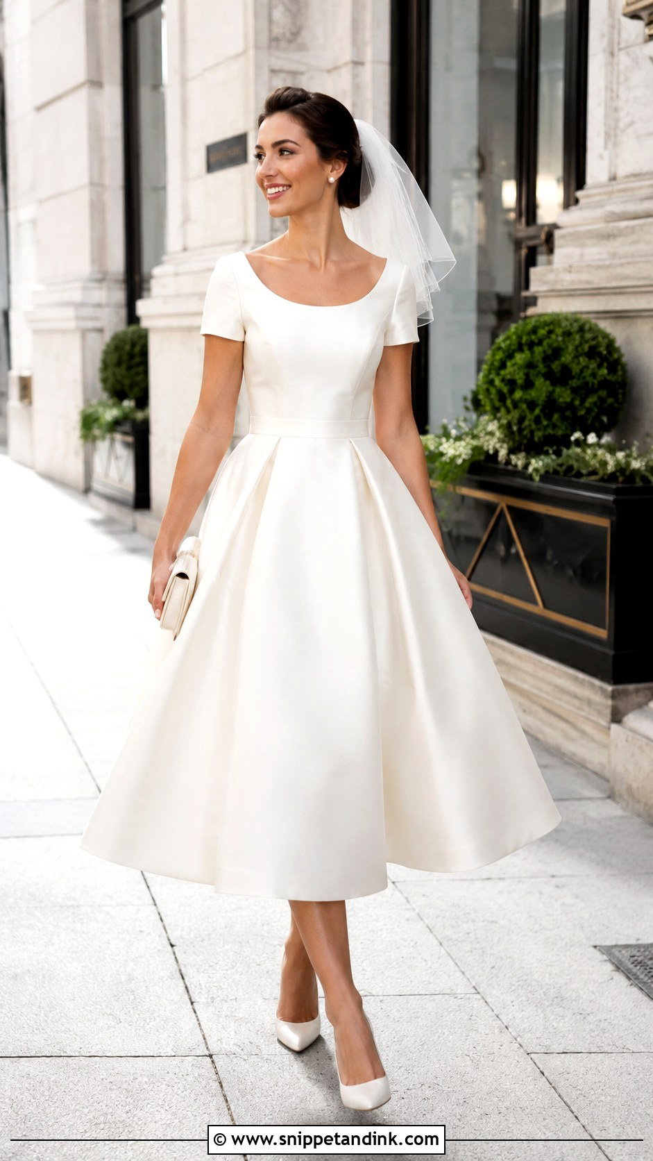 Scoop Neck Mikado 50s Wedding Dress - Snippet and Ink - 20 50s Inspired Wedding Dress Ideas