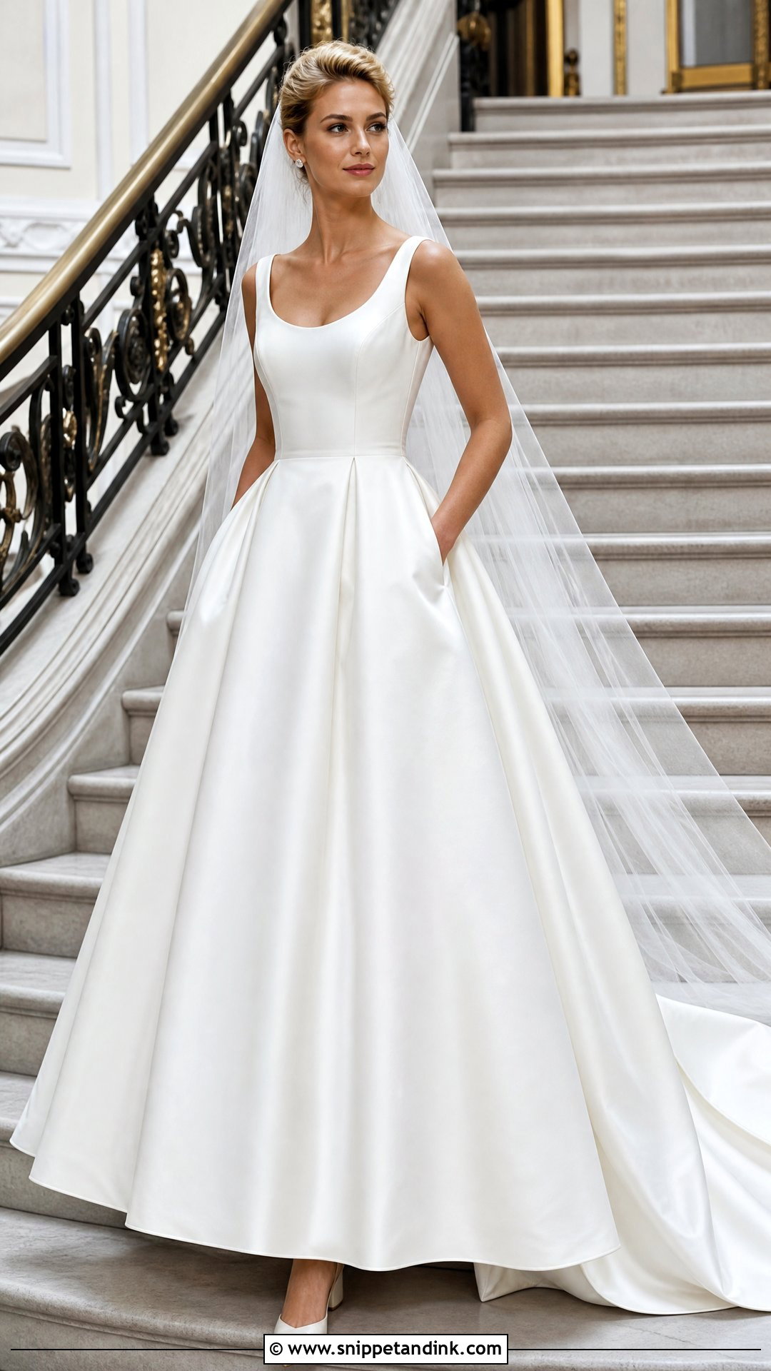 Scoop Neck Mikado Ball Gown Wedding Dress - Snippet and Ink - 20 Wedding Dresses No Sleeves