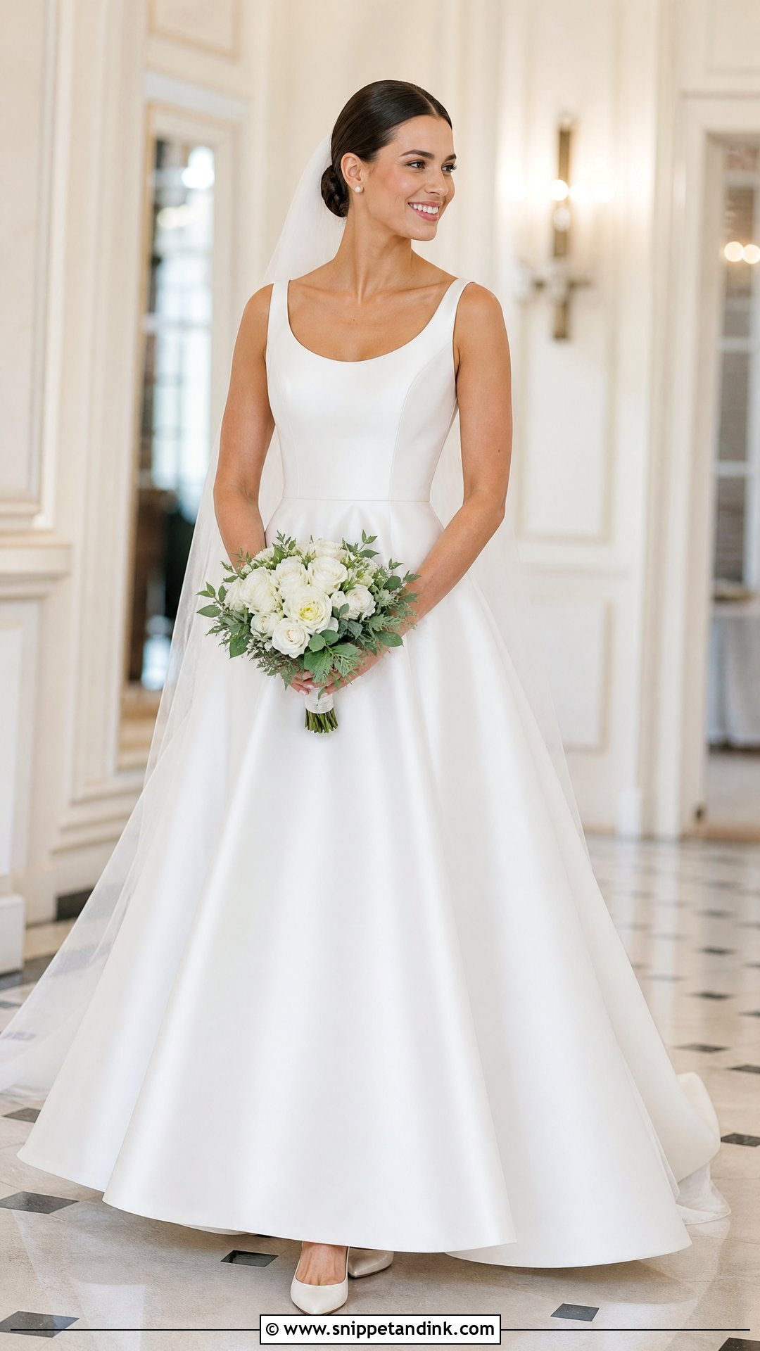 Scoop Neck Mikado Bridal Dress - Snippet and Ink - 25 Bridal Dresses Simple Elegant