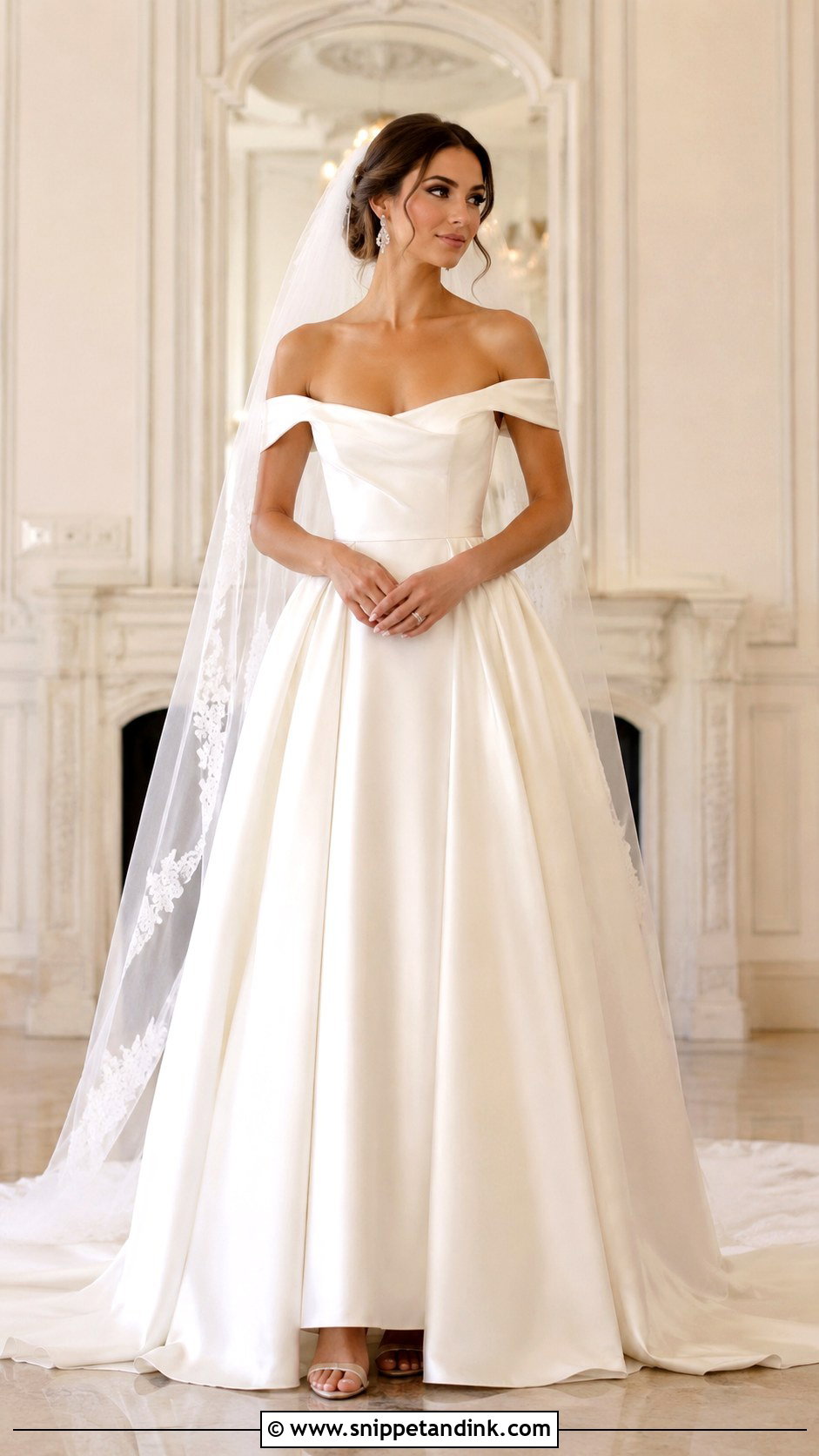 Scoop Neck Off Shoulder Wedding Dress - Snippet and Ink - 25 Scoop Neck Wedding Dress Ideas
