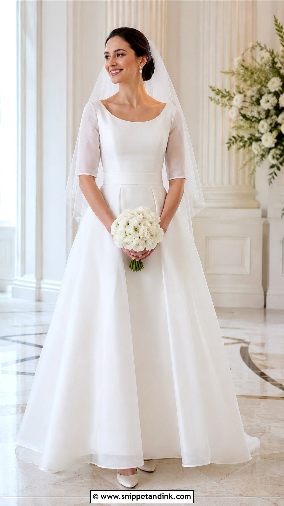 Scoop Neck Organza A Line Wedding Dress - Snippet and Ink - 20 Modest a Line Wedding Dress Ideas