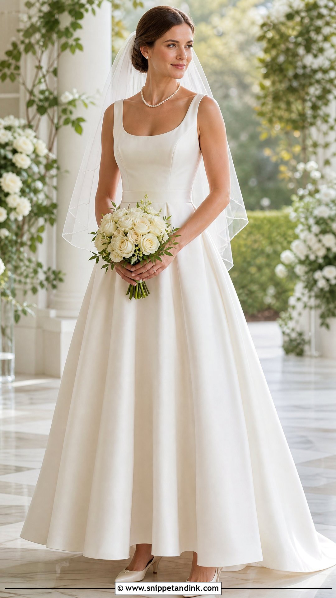Scoop Neck Satin A Line Wedding Dress - Snippet and Ink - 20 Satin Aline Wedding Dress Ideas