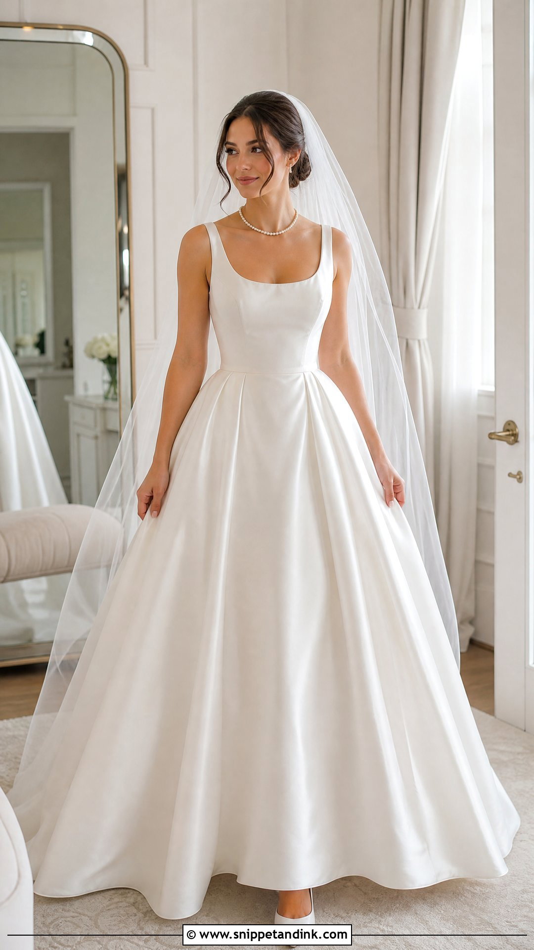 Scoop Neck Satin Ball Gown Wedding Dress - Snippet and Ink - 25 Satin Ball Gown Wedding Dress Ideas