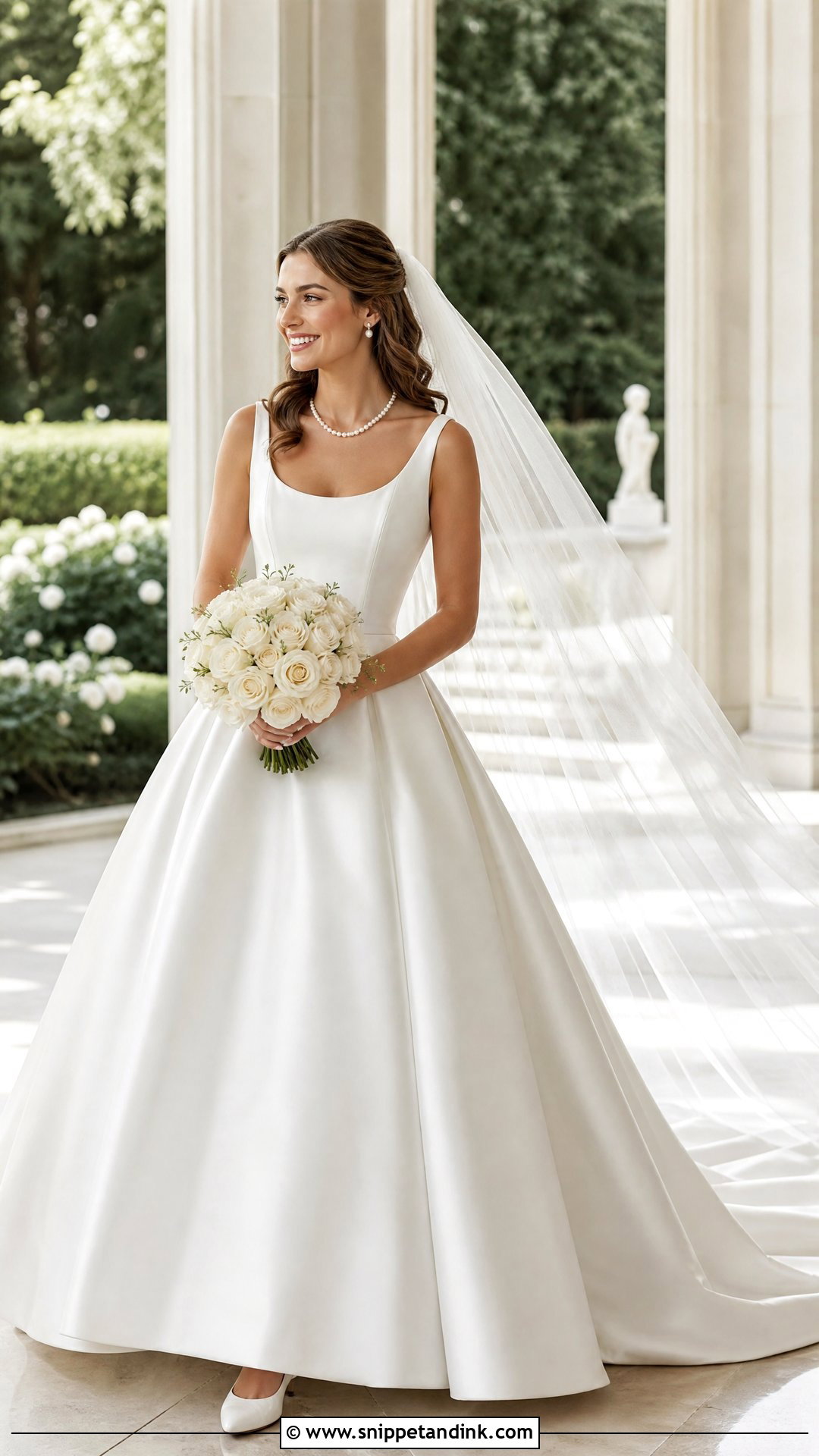 Scoop Neck Satin Ballgown Wedding Dress - Snippet and Ink - 25 Satin Ballgown Wedding Dress Ideas