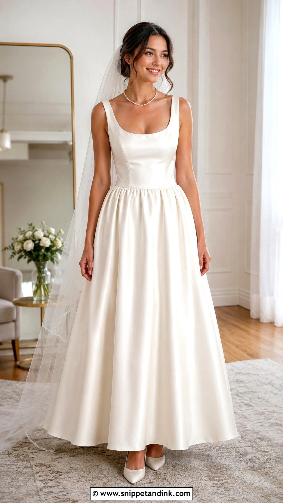 Scoop Neck Satin Bodice Wedding Dress - Snippet and Ink - 20 Bodice Wedding Dress Ideas