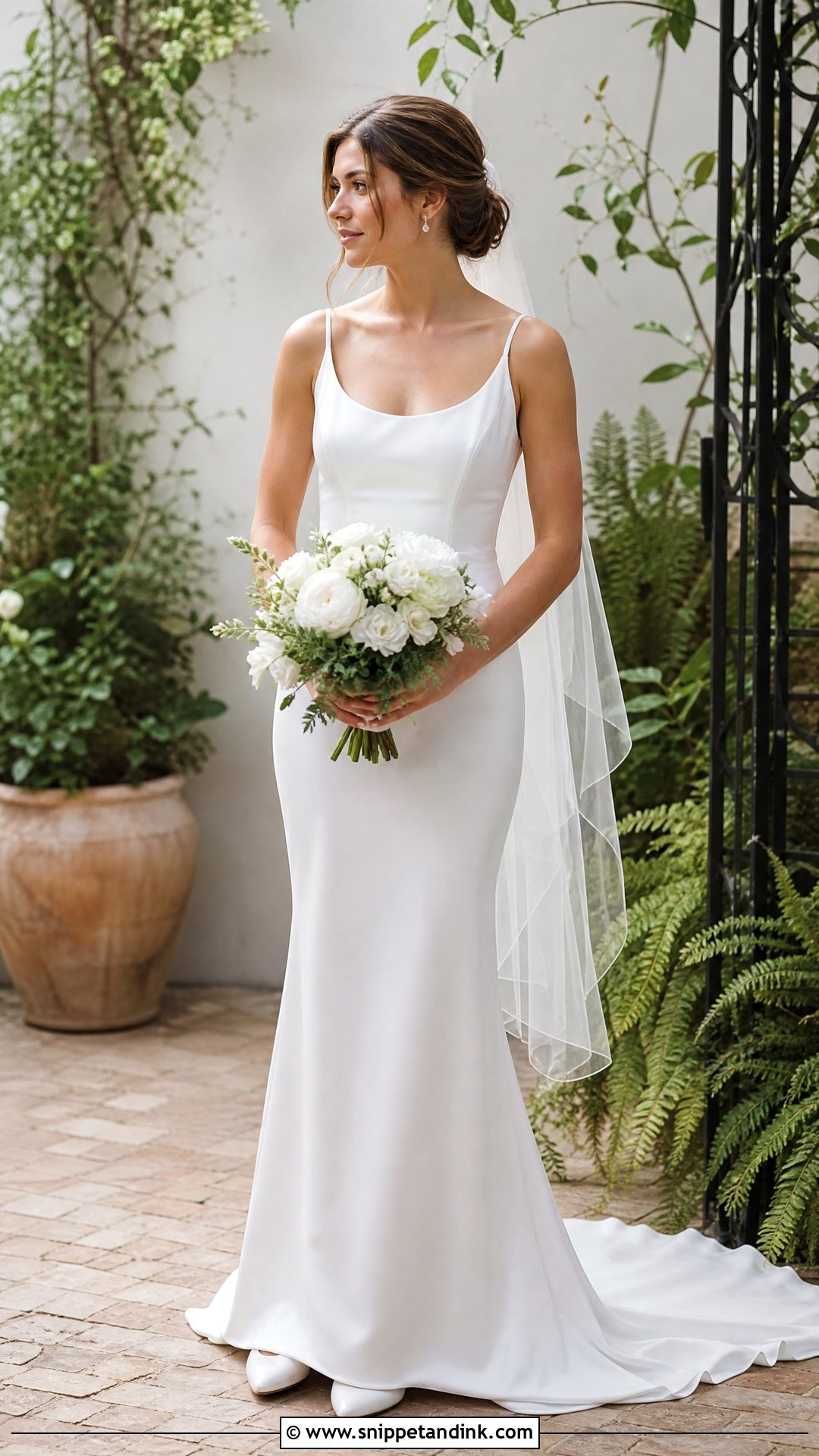 Scoop Neck Satin Sheath Wedding Dress - Snippet and Ink - 20 Satin Sheath Wedding Dress Ideas
