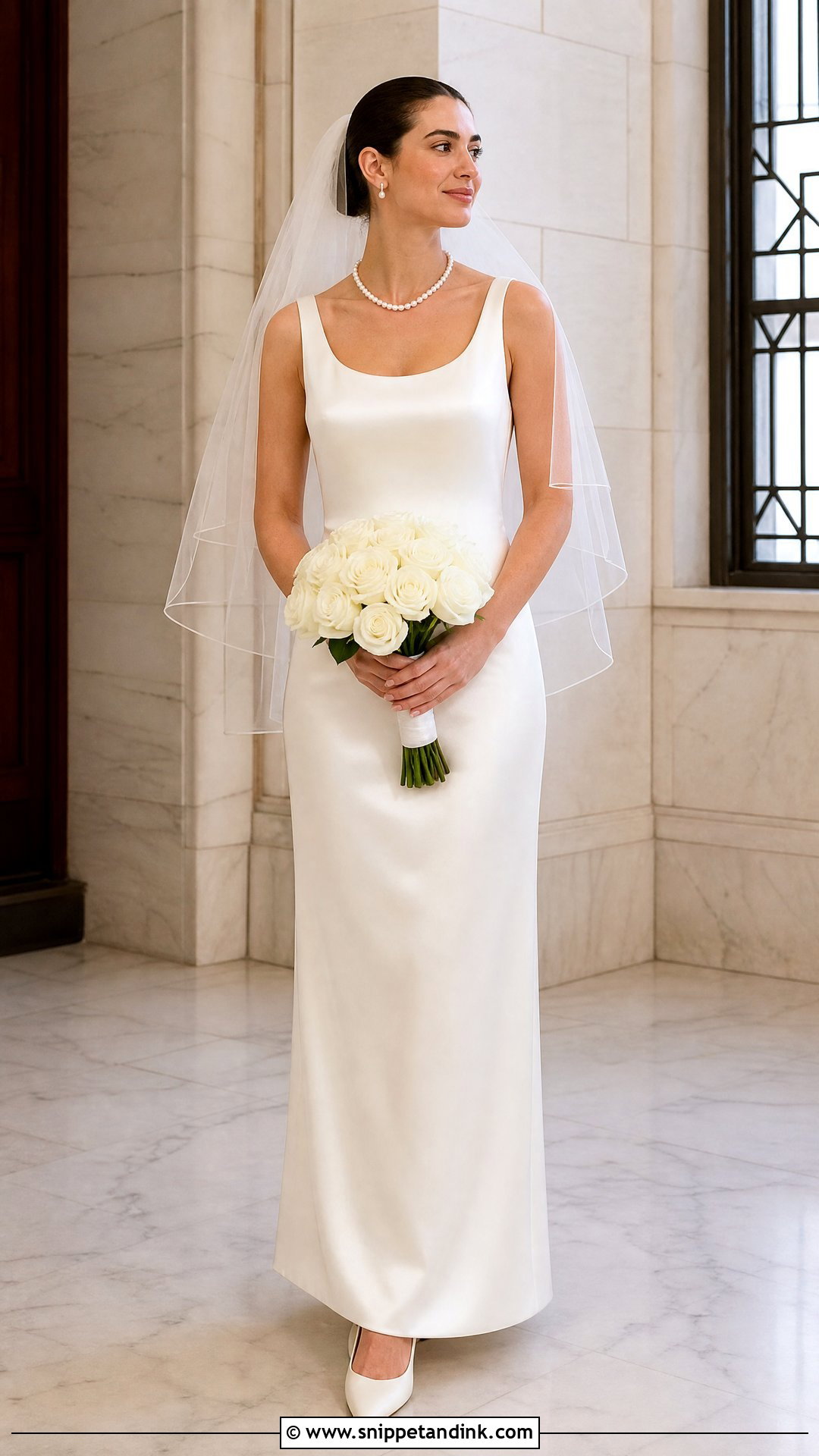 Scoop Neck Satin Sheath Wedding Dress - Snippet and Ink - 20 Sheath Wedding Dresses