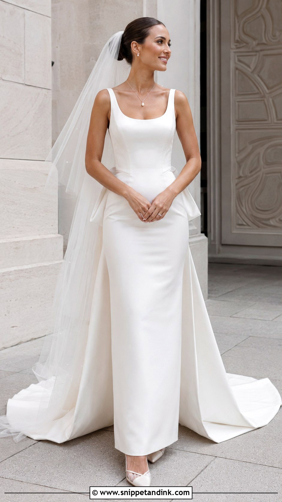 Scoop Neck Satin Sheath Wedding Dress - Snippet and Ink - 20 Classy Satin Wedding Dress Ideas
