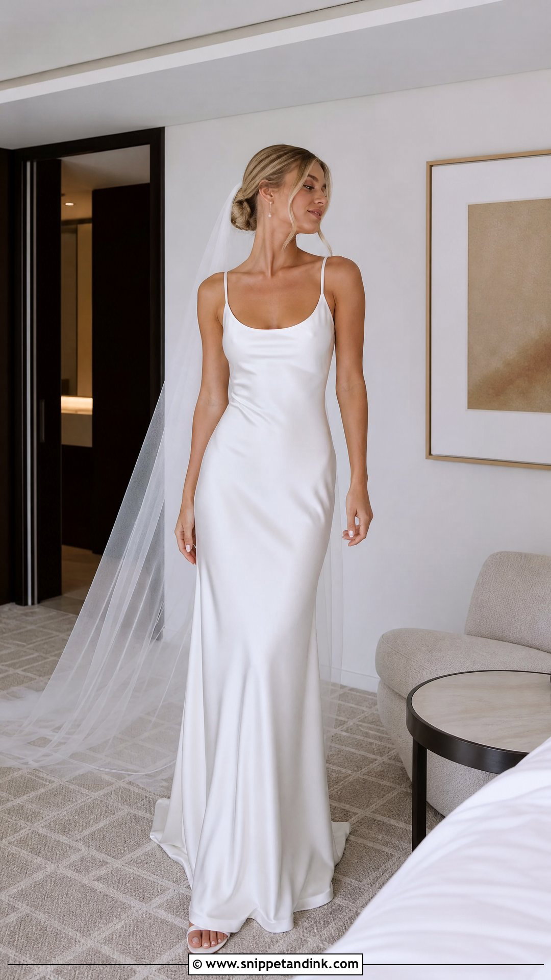 Scoop Neck Satin Slip Wedding Dress - Snippet and Ink - 20 Wedding Dress for Tall Bride Ideas