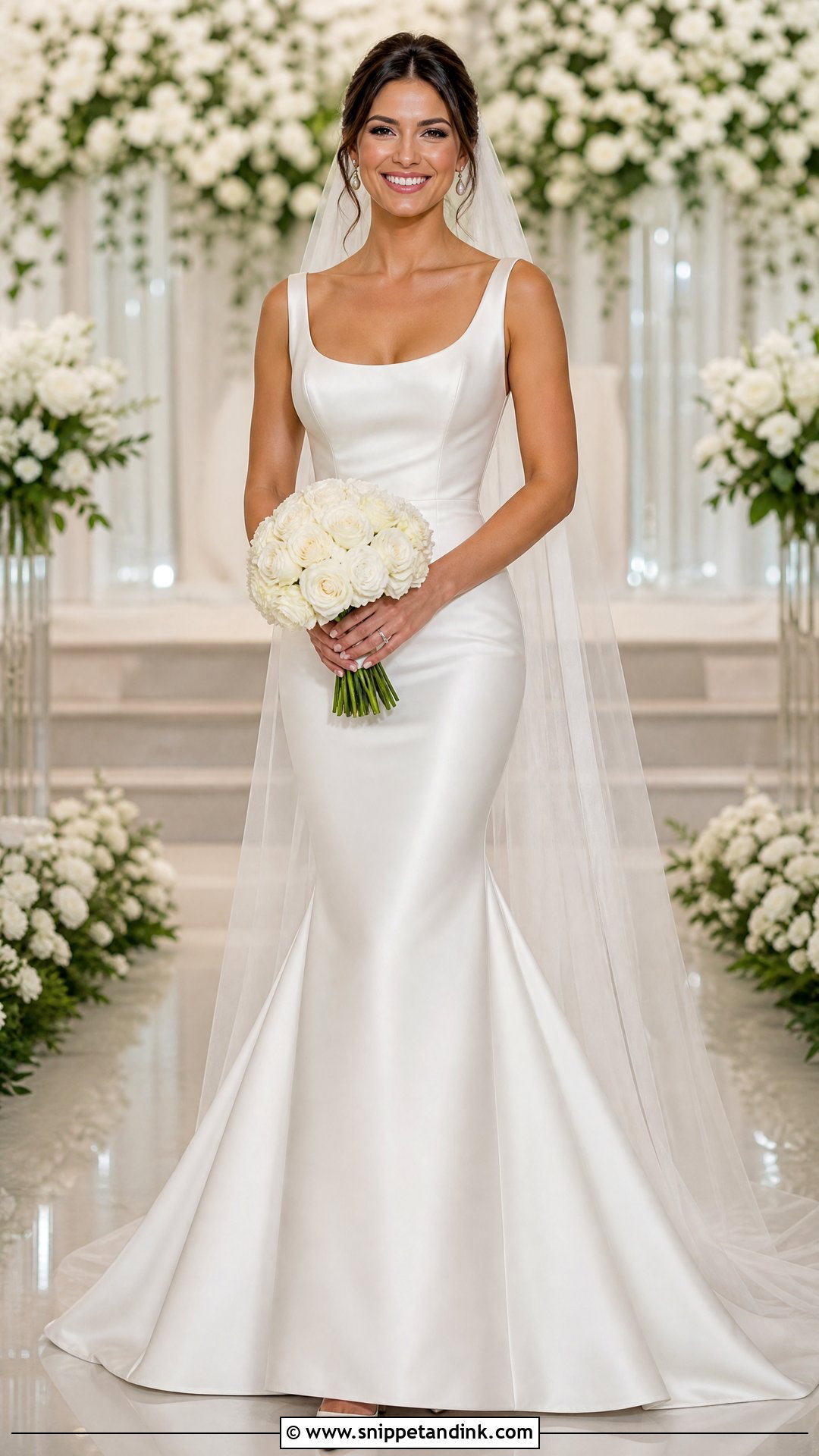 Scoop Neck Satin Trumpet Wedding Dress - Snippet and Ink - 20 Wedding Dresses for Hourglass Shape