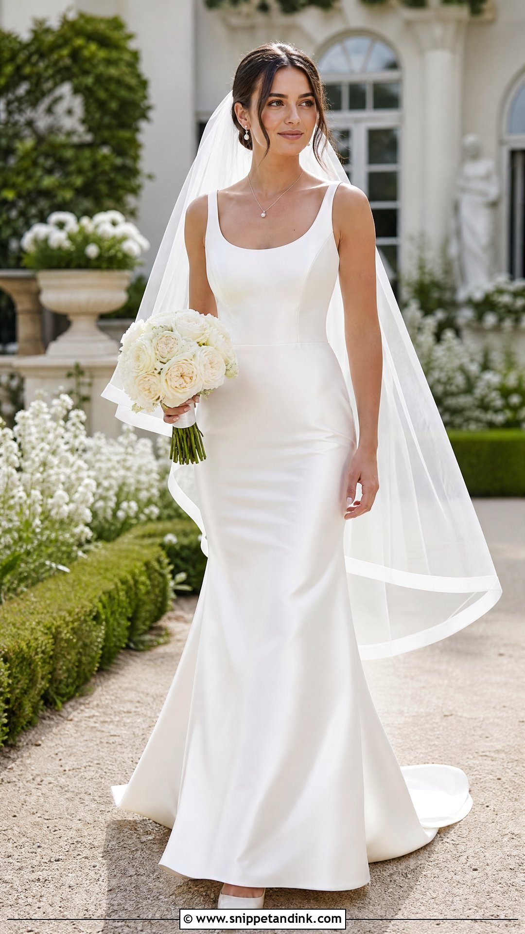 Scoop Neck Satin Trumpet Wedding Dress - Snippet and Ink - 20 Satin Trumpet Wedding Dress Ideas