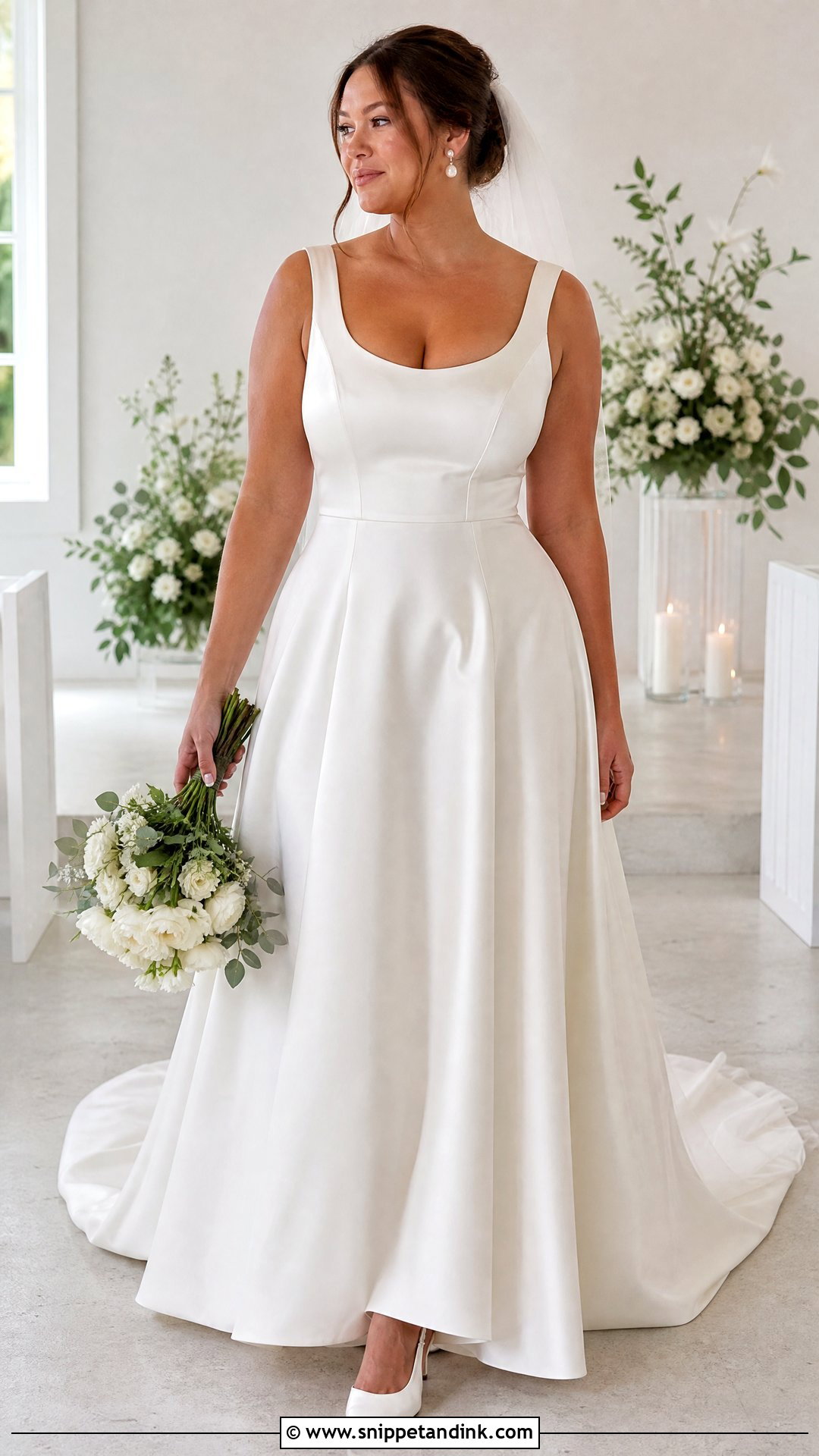 Scoop Neck Satin Wedding Dress - Snippet and Ink - 25 Wedding Dresses for Big Busts