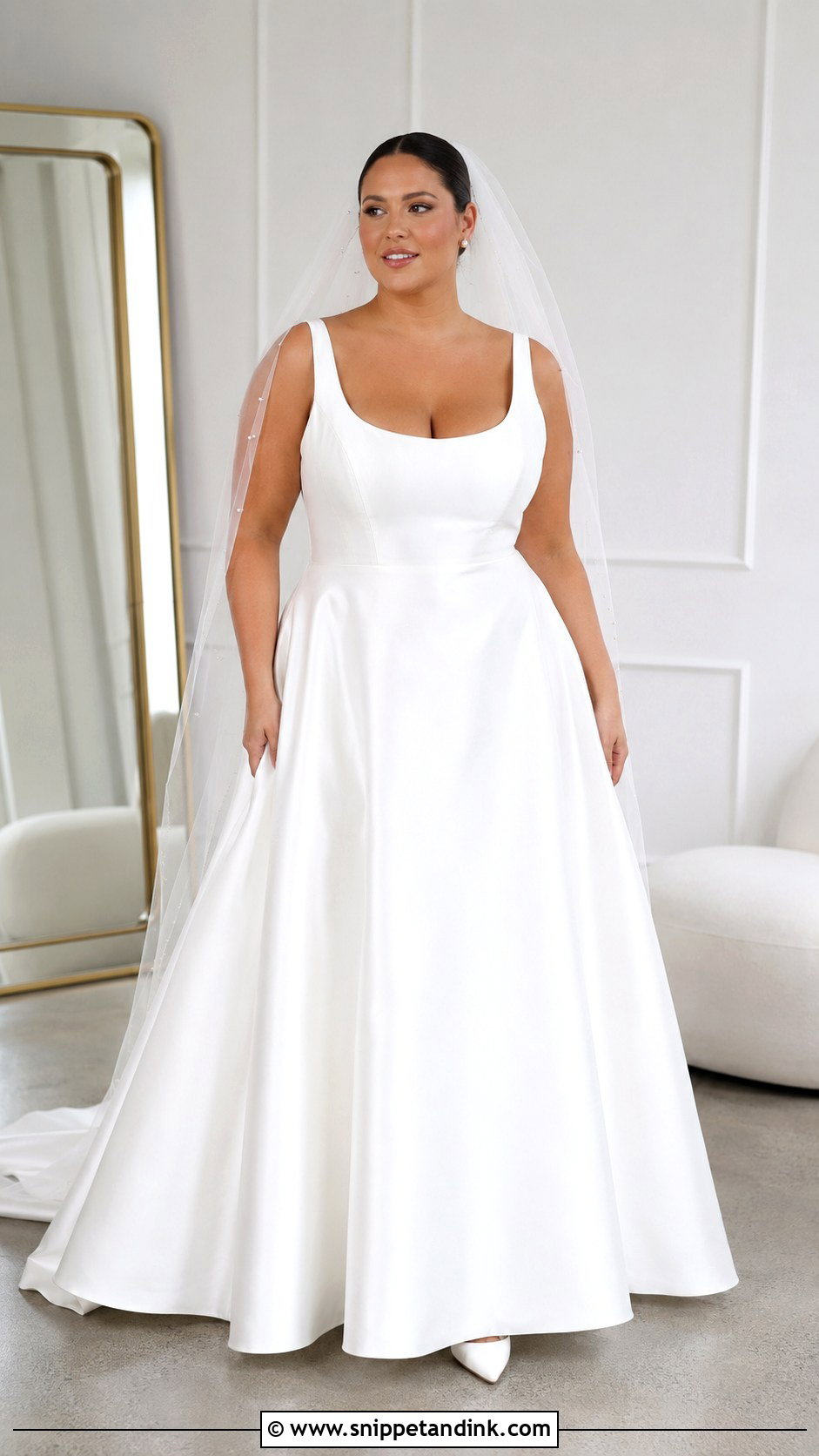 Scoop Neck Satin Wedding Dress - Snippet and Ink - 20 Large Bust Wedding Dress Ideas