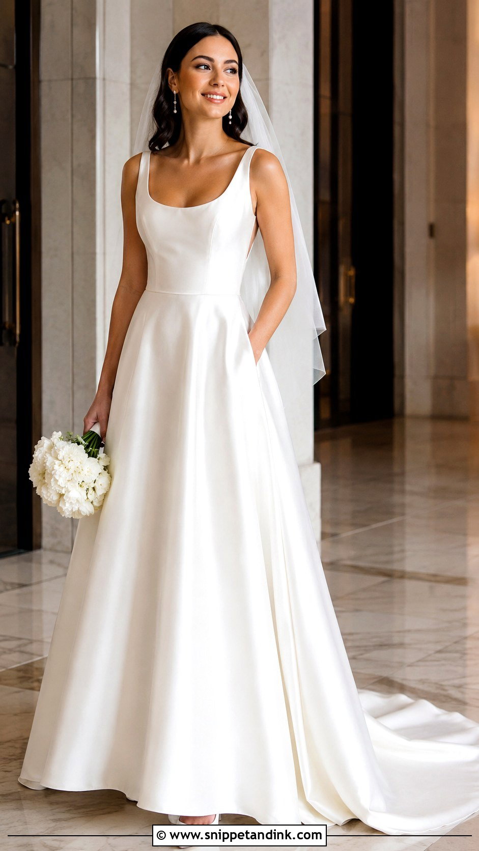 Scoop Neck Satin Wedding Dress - Snippet and Ink - 20 Simple But Elegant Wedding Dresses