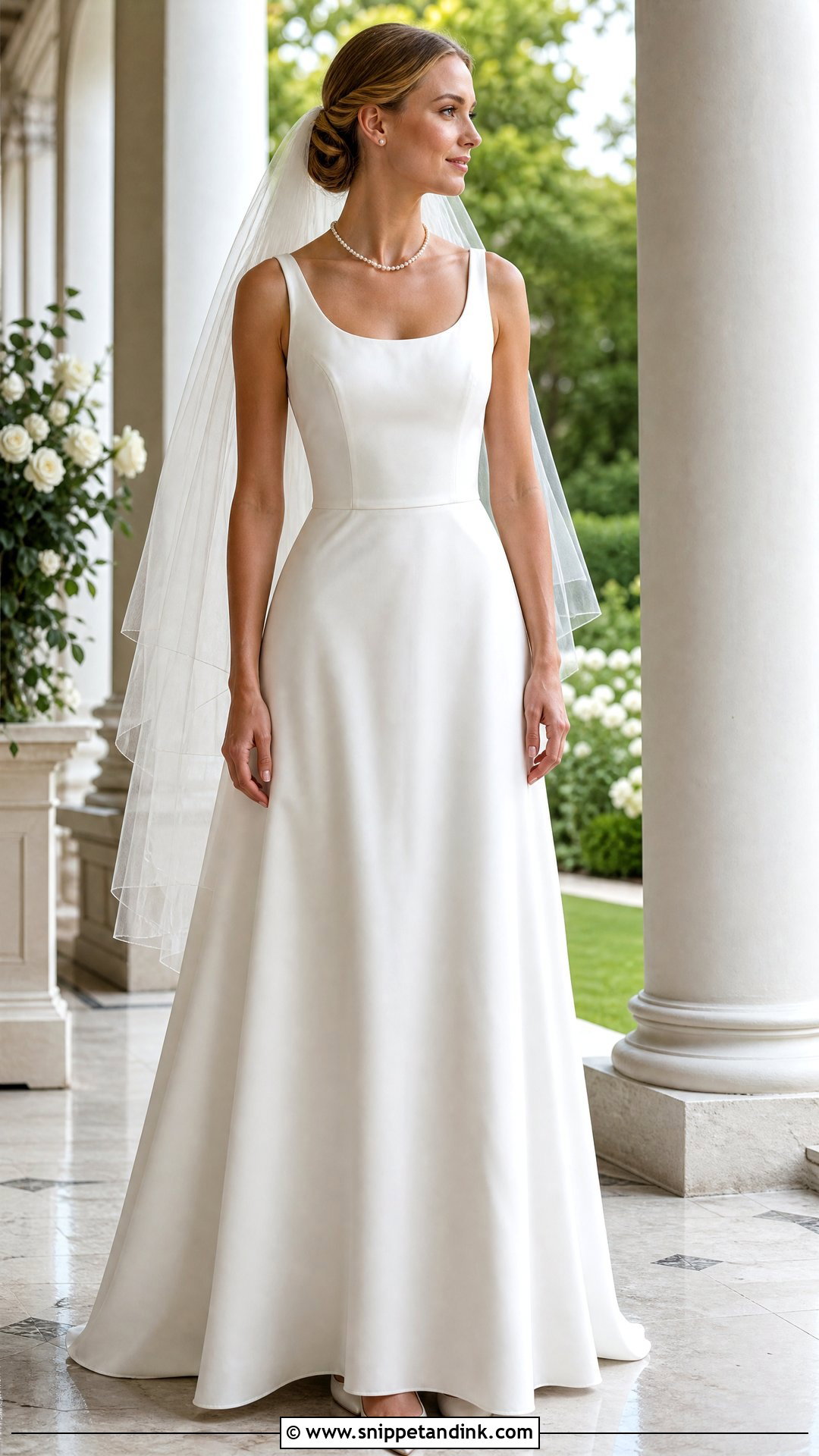 Scoop Neck Silk Long Wedding Dress - Snippet and Ink - 25 Long Wedding Dress Ideas