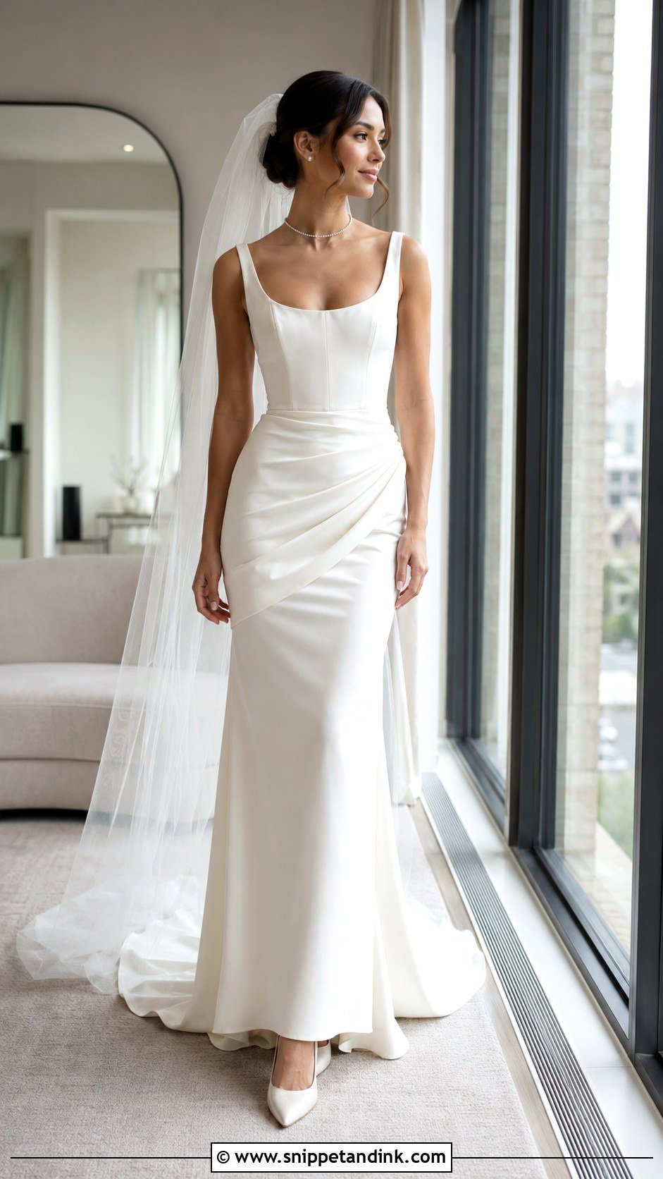 Scoop Neck Silk Wedding Dress - Snippet and Ink - 20 Barbra Palvin Wedding Dress Ideas