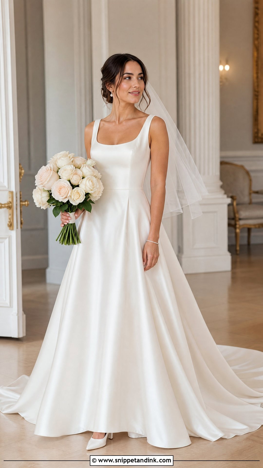 Scoop Neck Sweep Train Wedding Dress - Snippet and Ink - 20 Sweep Train Wedding Dress Ideas