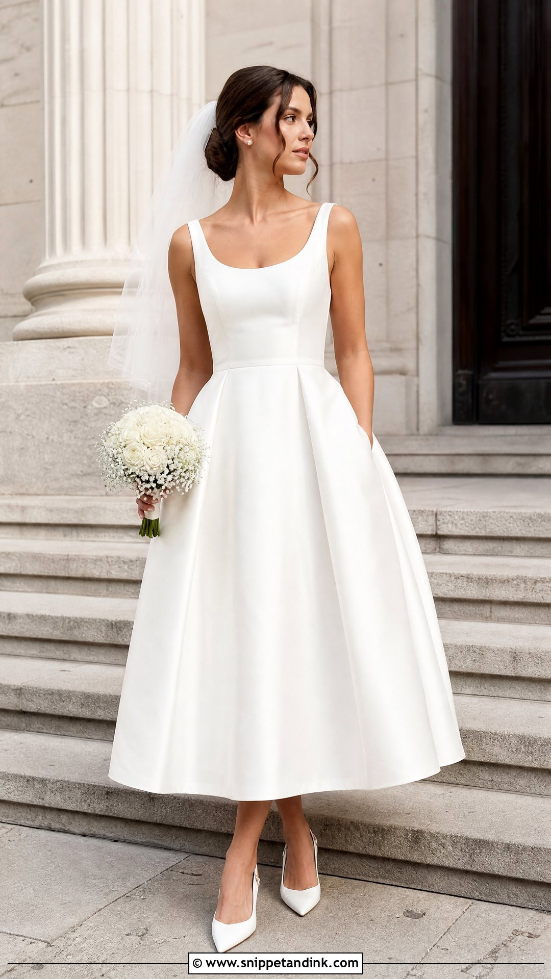 Scoop Neck Tea Length Wedding Dress - Snippet and Ink - 20 Wedding Dress Without Sleeves