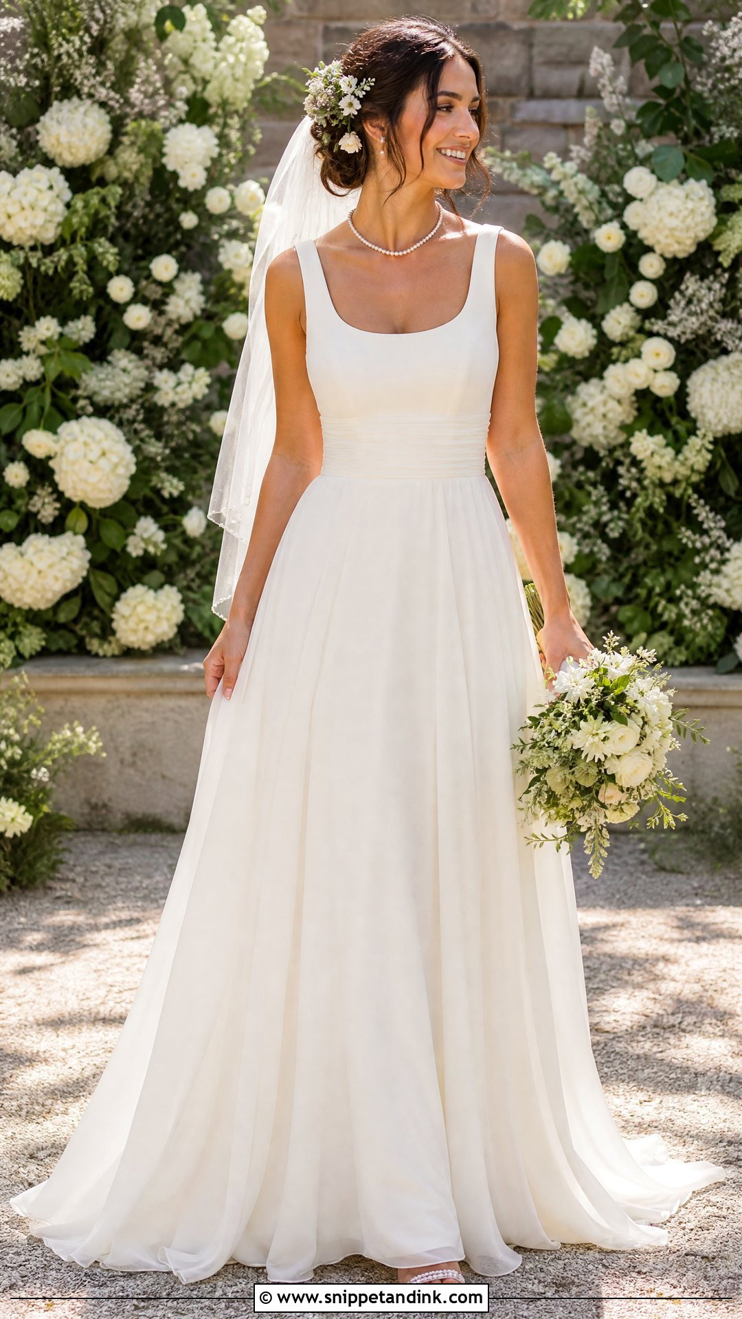 Scoop Neck Thick Strap Wedding Dress - Snippet and Ink - 20 Thick Strap Wedding Dress Ideas