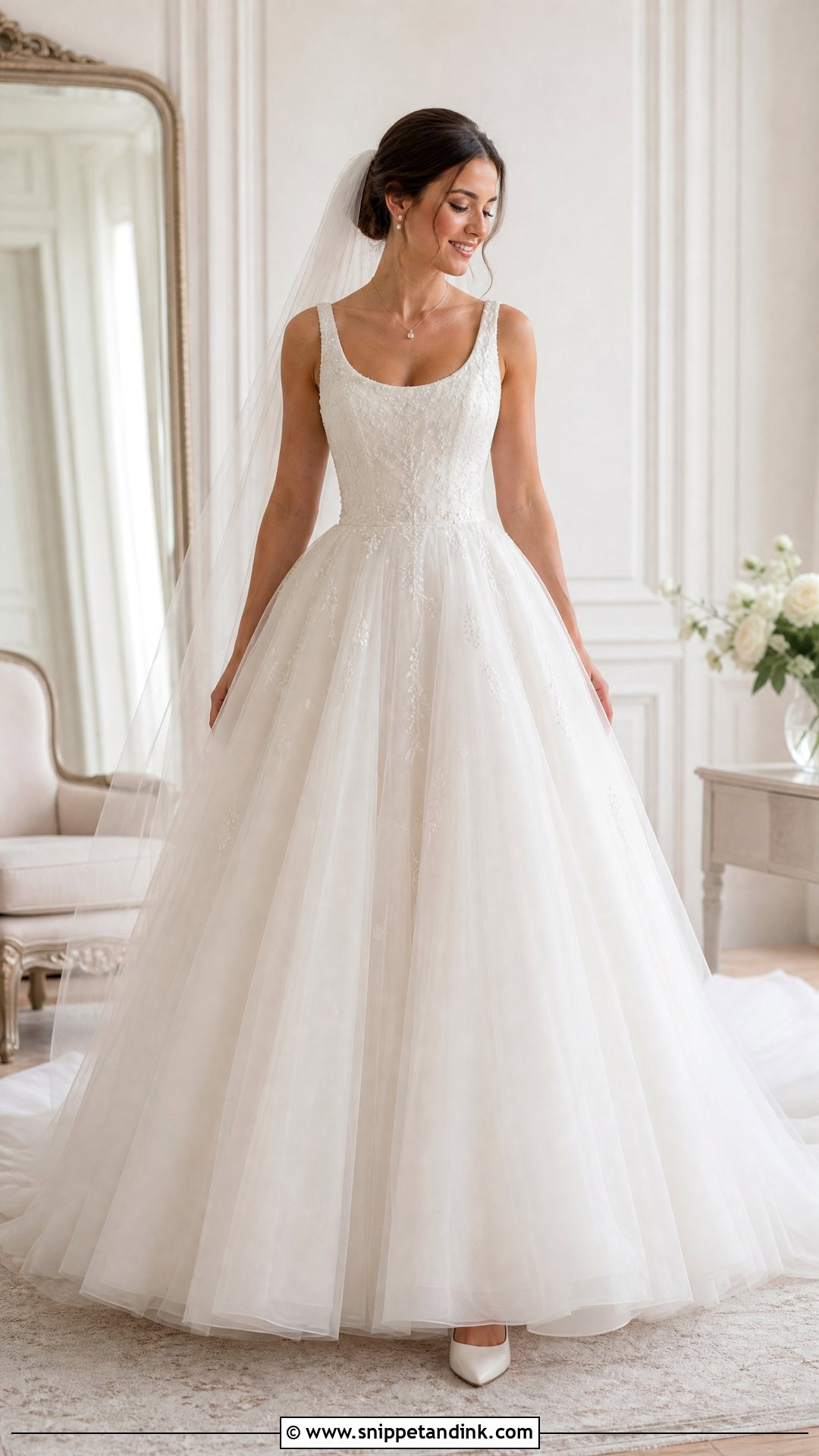 Scoop Neck Tulle Ball Gown Wedding Dress - Snippet and Ink - 20 Tulle Ball Gown Wedding Dress Ideas