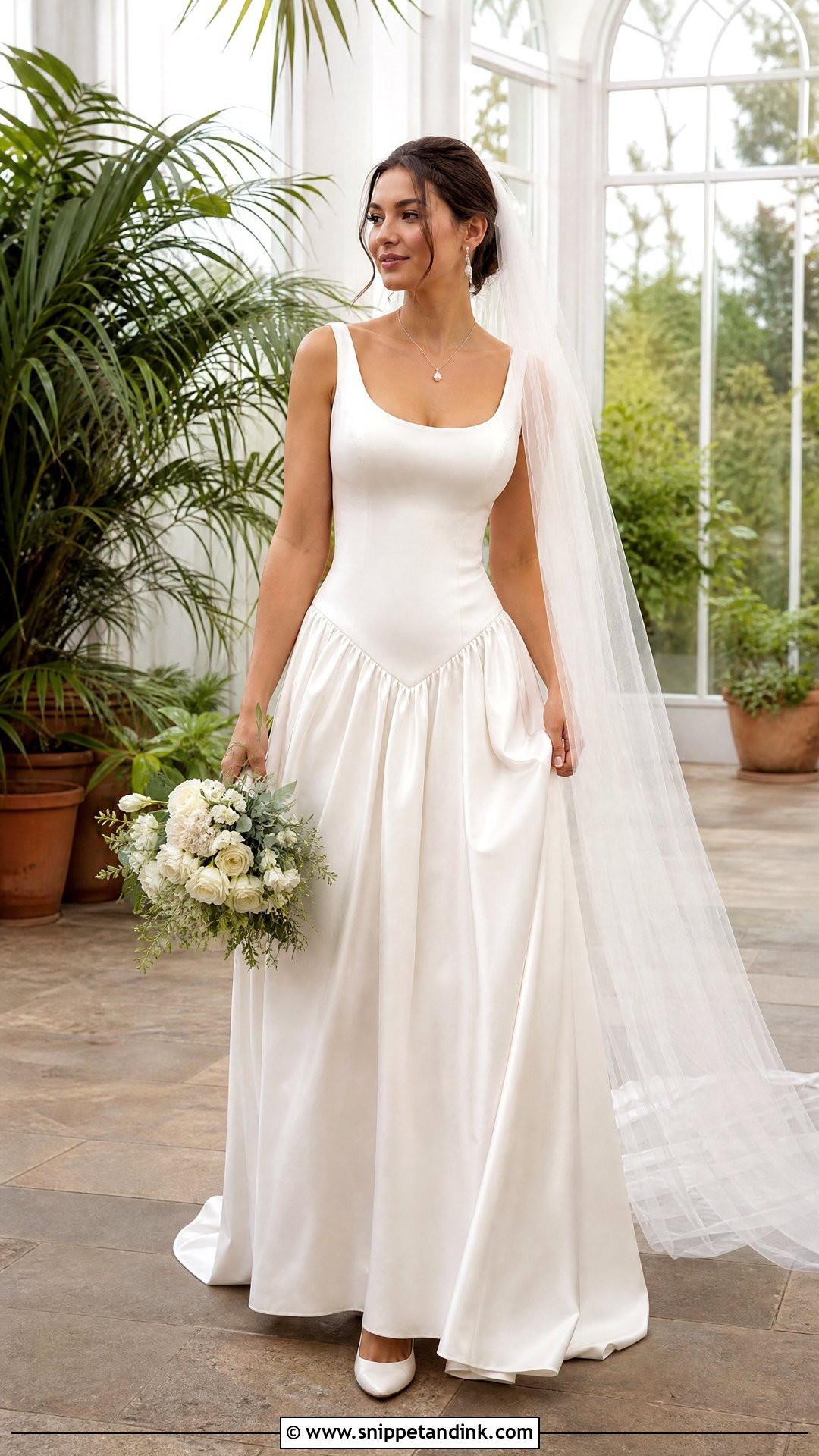 Scoop Neck V Drop Waist Wedding Dress - Snippet and Ink - 20 V Drop Waist Wedding Dress Ideas