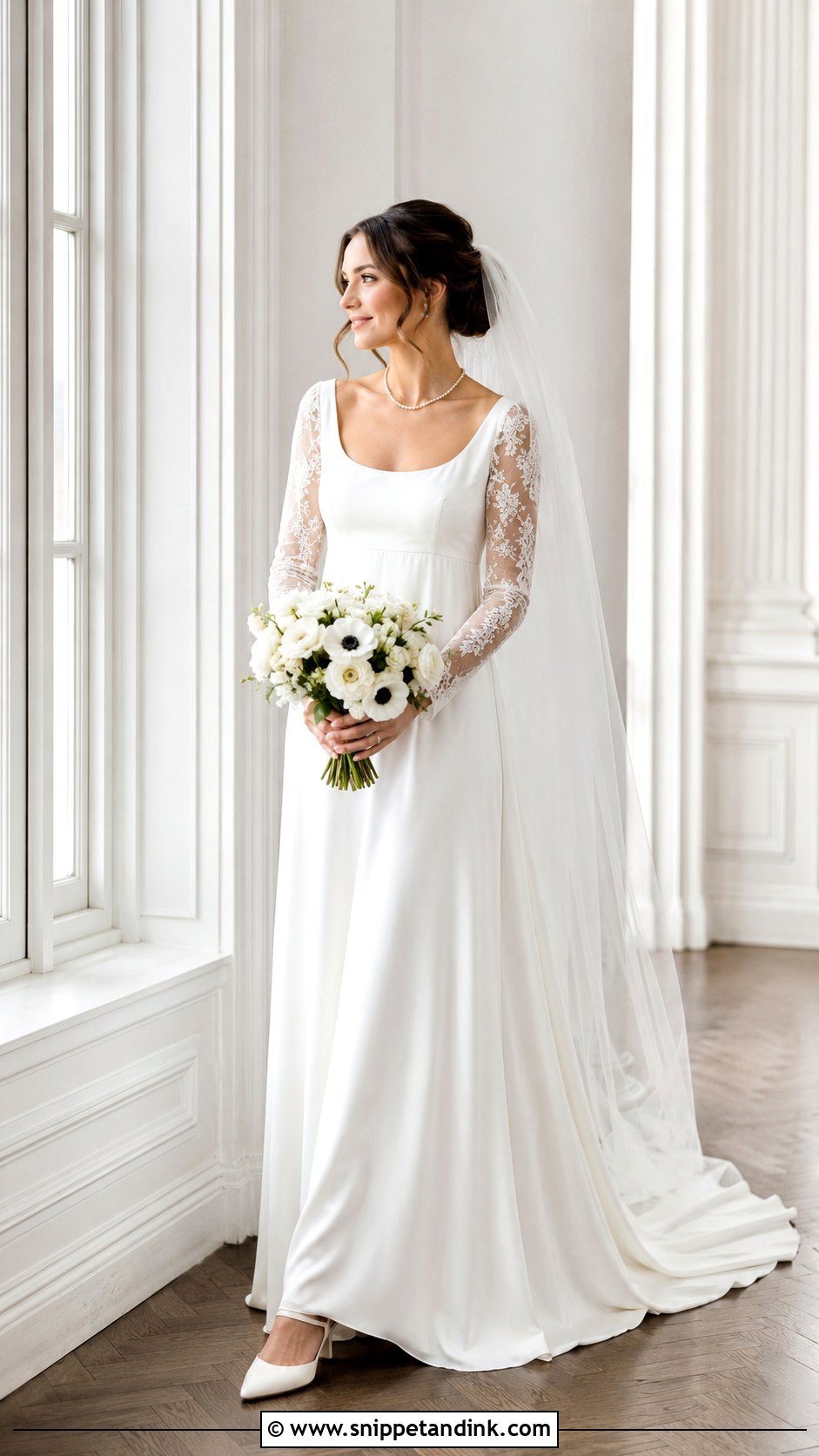 Scoop Neck Wedding Dress - Snippet and Ink - 20 Francesca Bridgerton Wedding Dress Ideas
