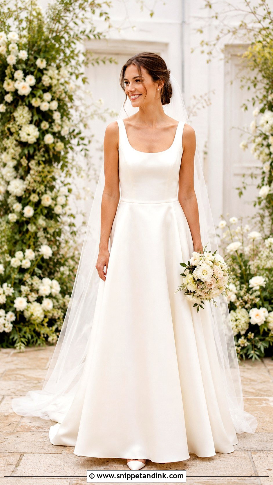 Scoop Neck Wedding Dress - Snippet and Ink - 25 Classic Minimalist Wedding Dress Ideas