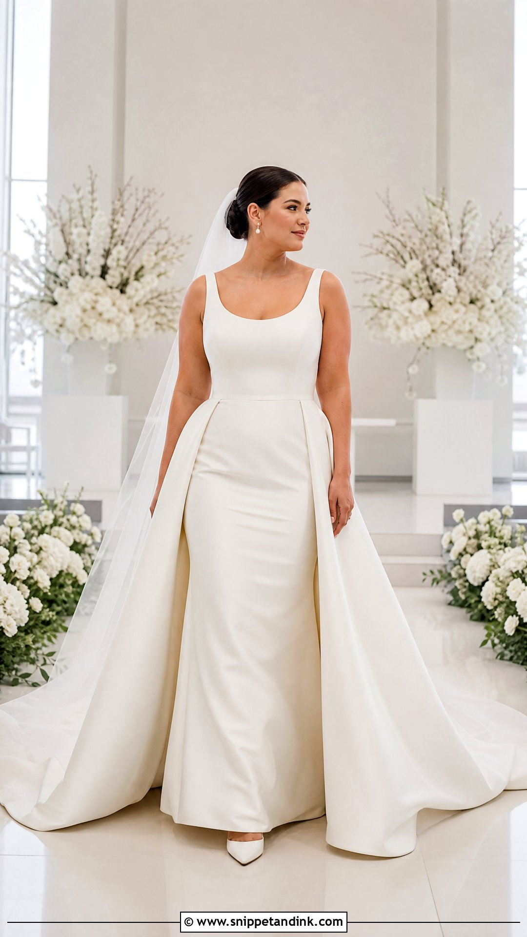 Scoop Neck Wedding Dress With Overskirt - Snippet and Ink - 20 Wedding Dresses for Pear Shape