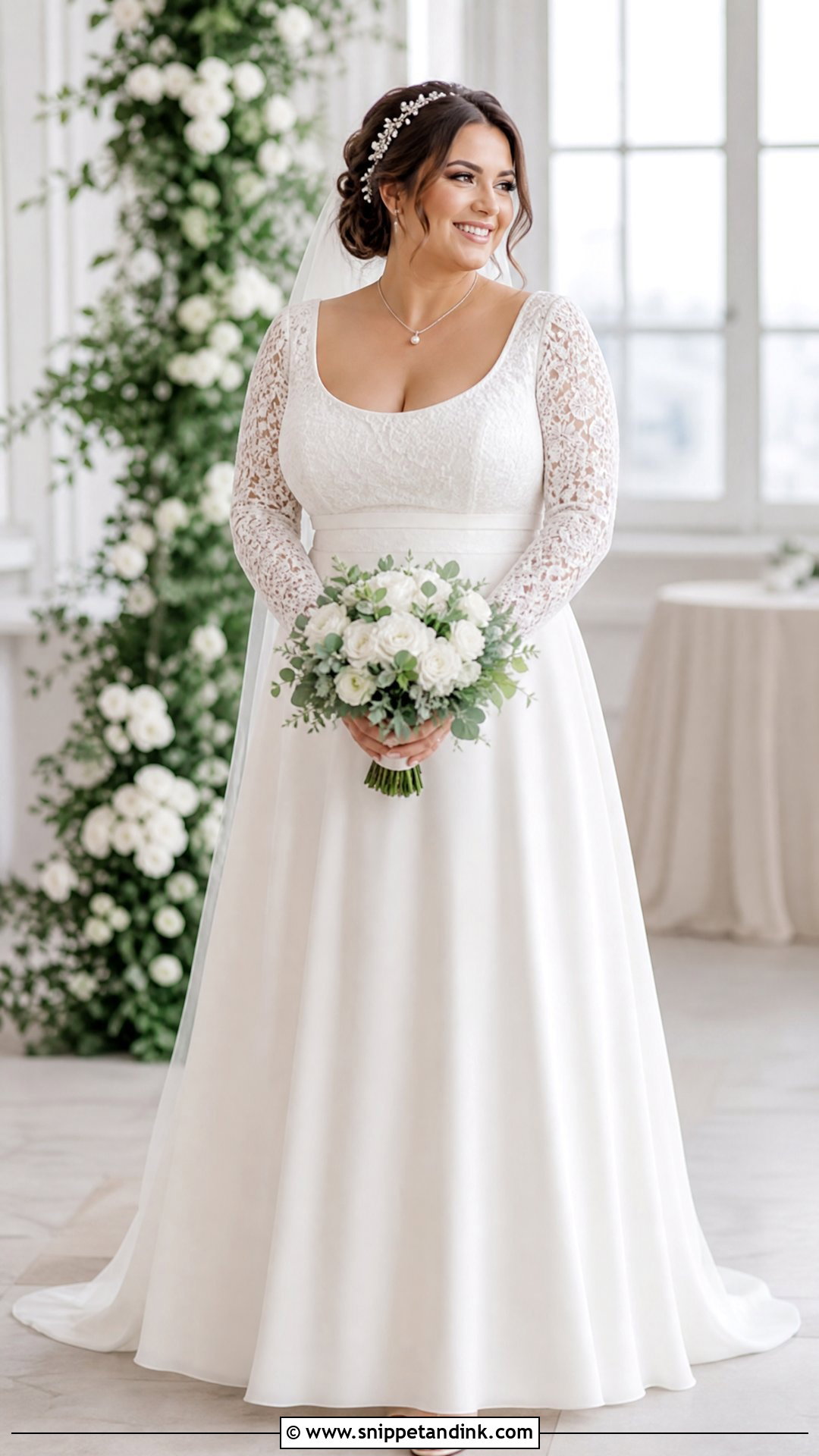 Scoop Neck Wedding Dress With Sleeves - Snippet and Ink - 25 Wedding Dress Curvy Bride Ideas