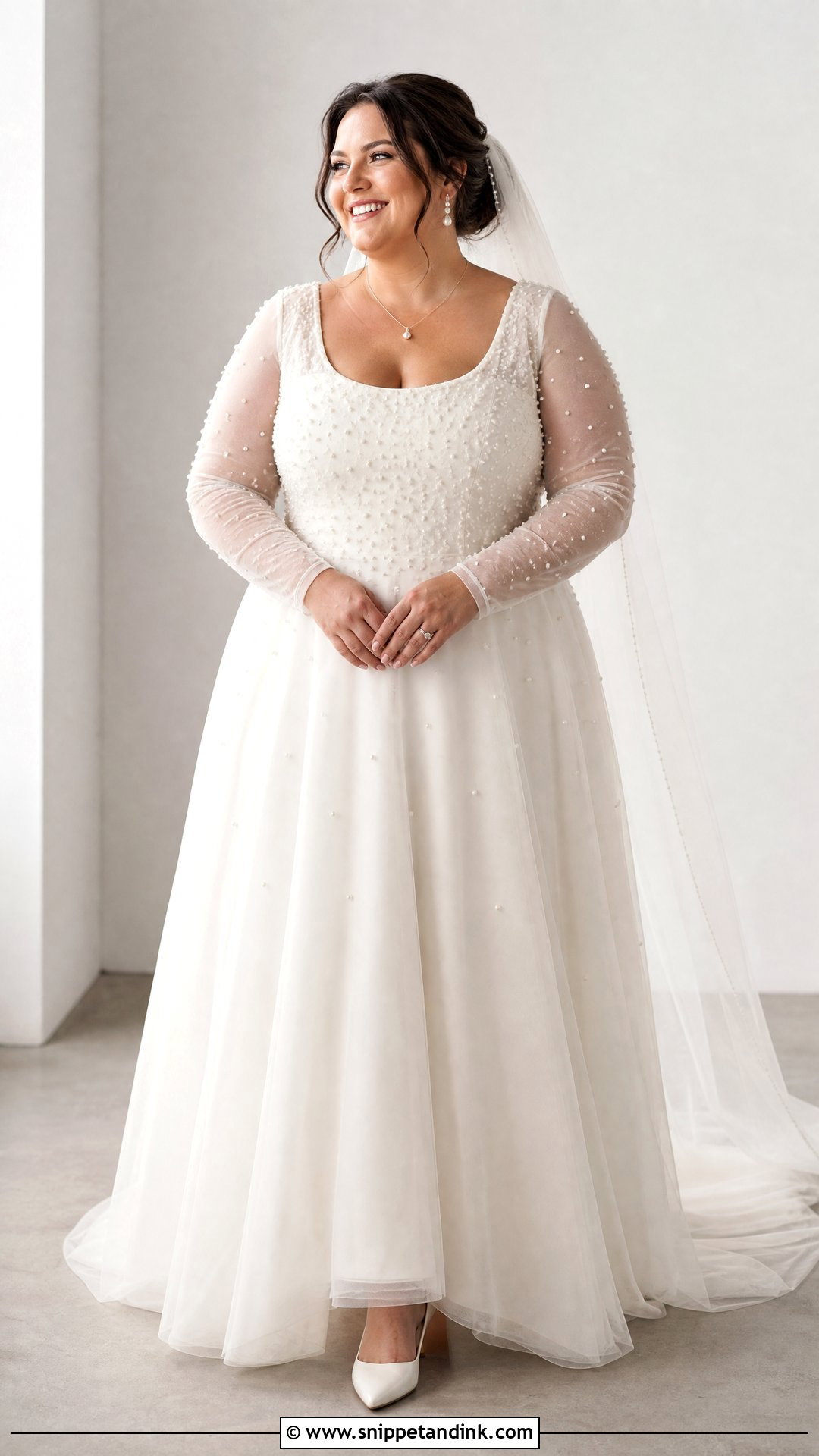 Scoop Neck Wedding Dress With Tulle Sleeves - Snippet and Ink - 20 Wedding Dress for Big Arms Ideas