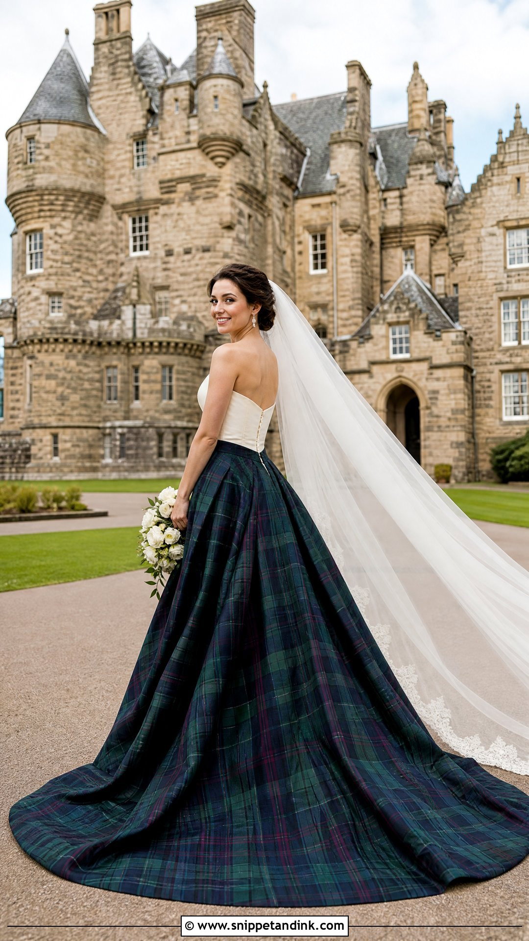Scottish Tartan Ball Gown Wedding Dress - Snippet and Ink - 20 Scotland Wedding Dress Ideas